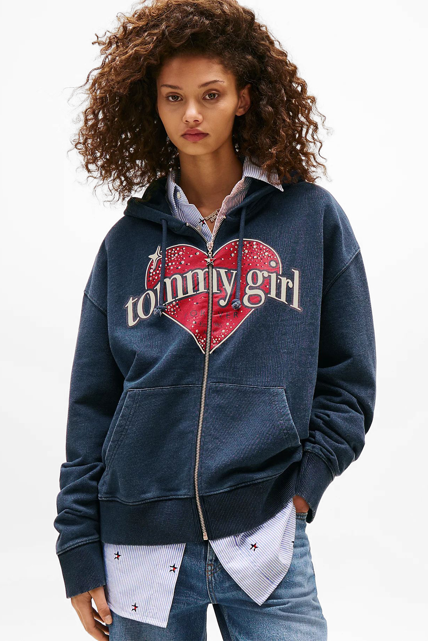 Женское темно-синее худи TOMMY GIRL Синий S Tommy Jeans DN0DN00078