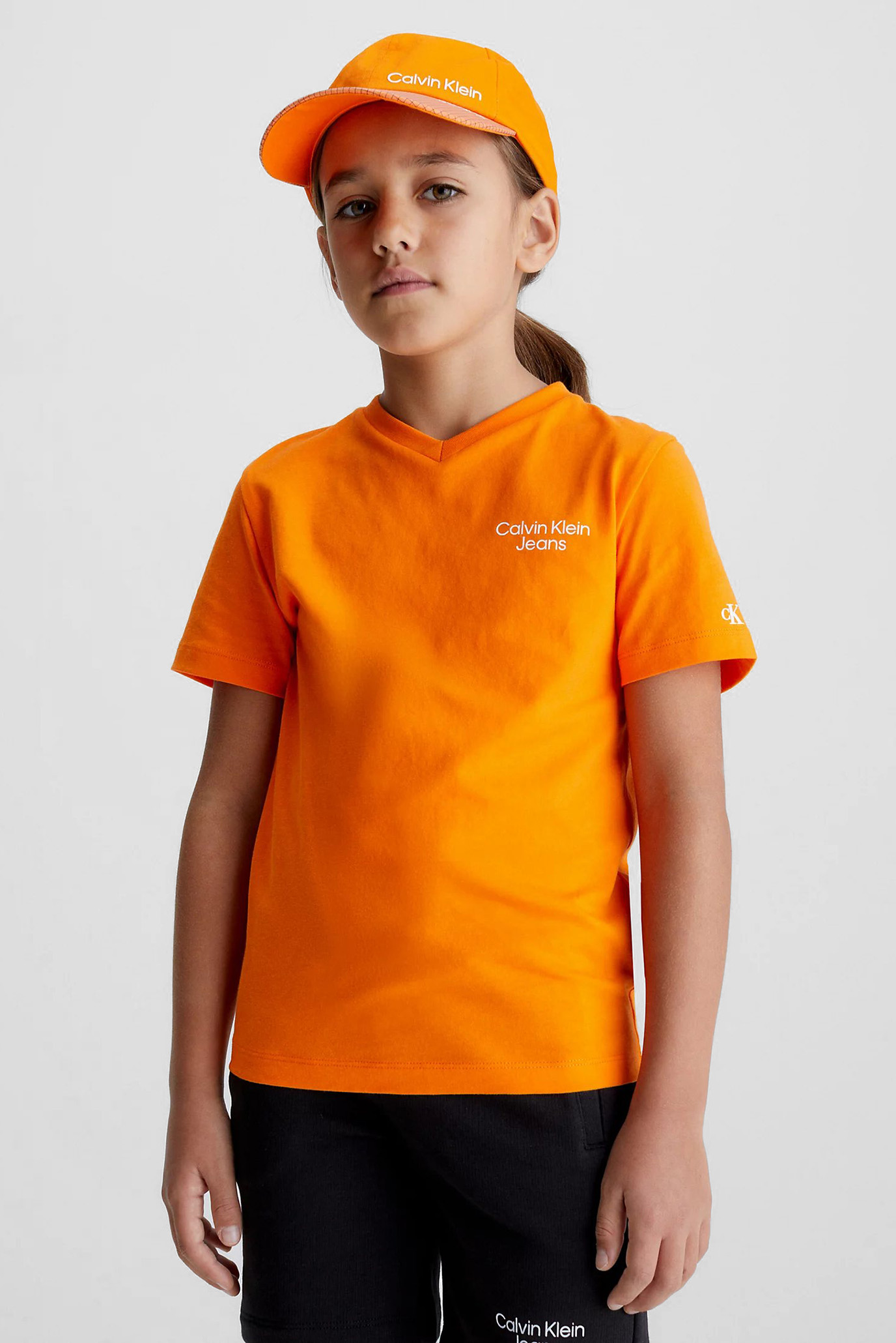 Детская оранжевая футболка CKJ STACK LOGO 1
