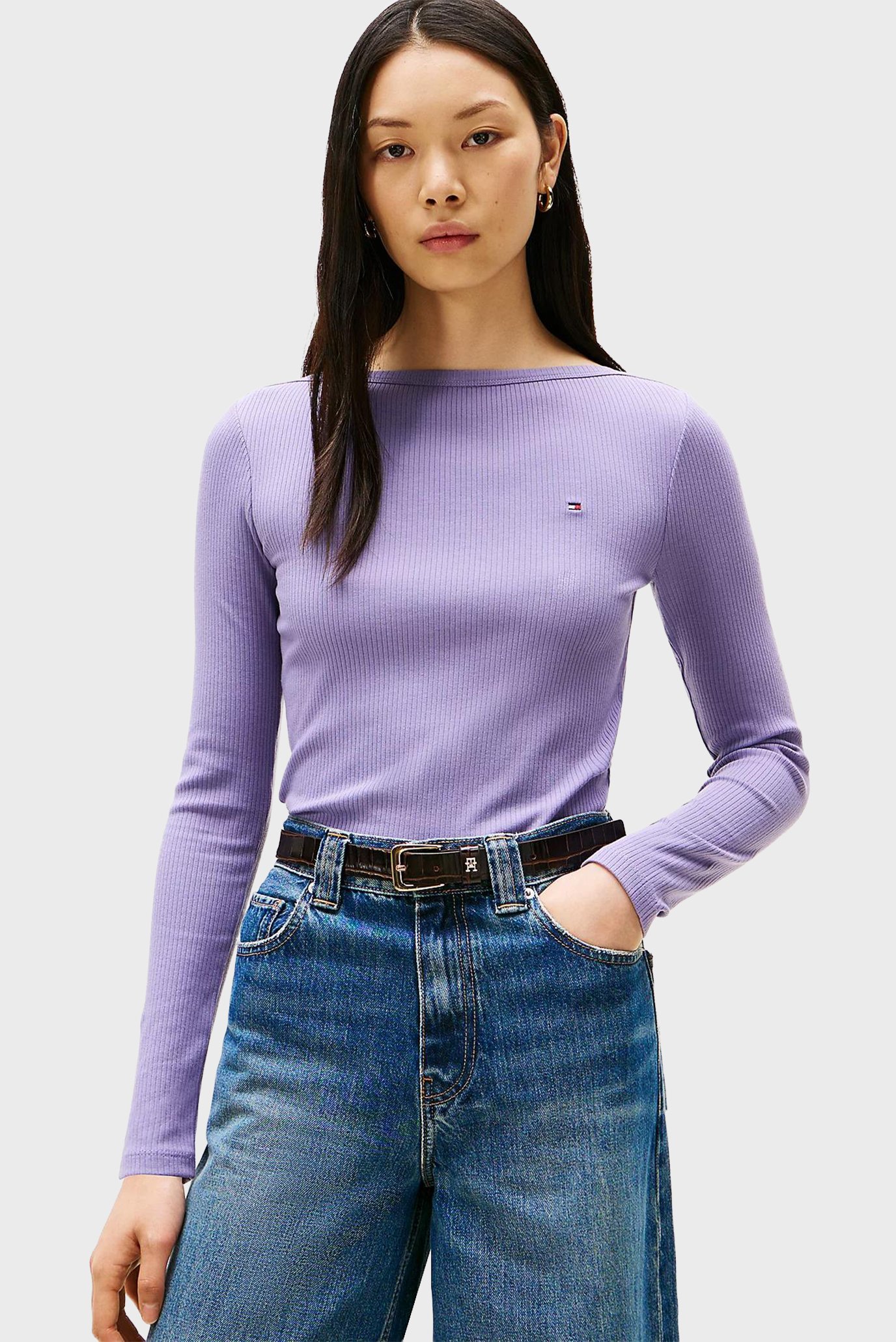 Женский сиреневый джемпер SLIM Сиреневый S Tommy Hilfiger WW0WW47309 Женский сиреневый джемпер SLIM Сиреневый S Tommy Hilfiger WW0WW47309