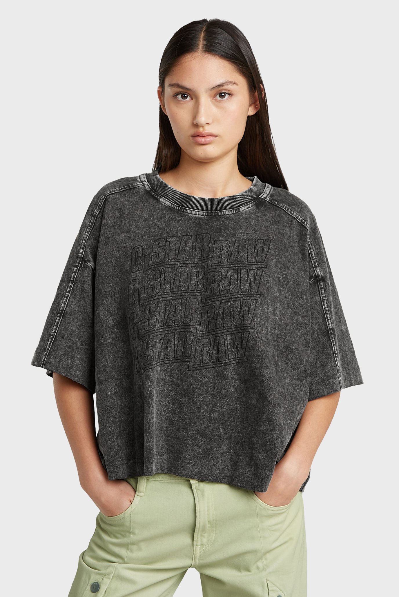 Женская темно-серая футболка Washed Серый S G-Star RAW D26243,C756 Женская темно-серая футболка Washed Серый S G-Star RAW D26243,C756