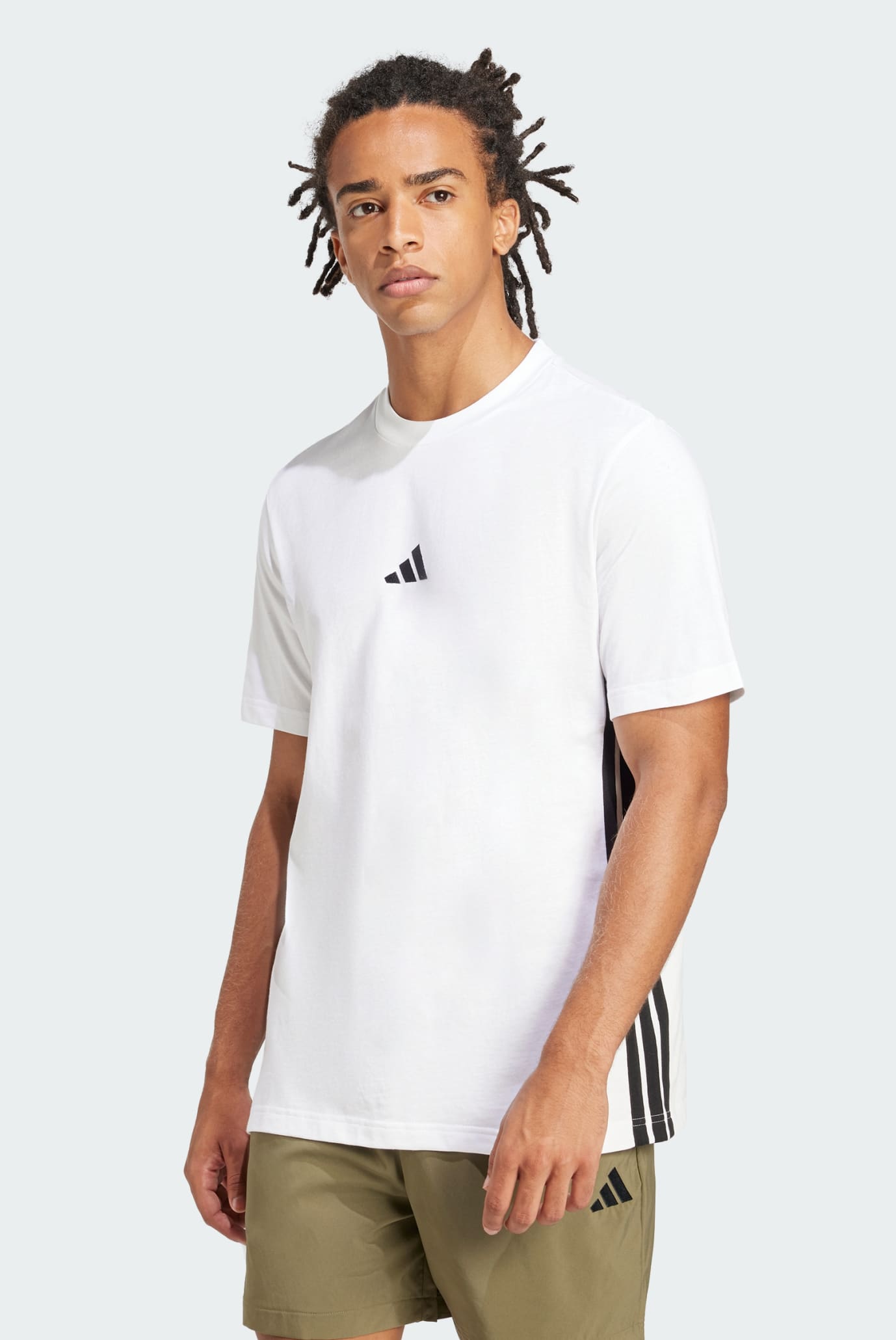 Мужская белая футболка Essentials 3-Stripes Single Jersey 1