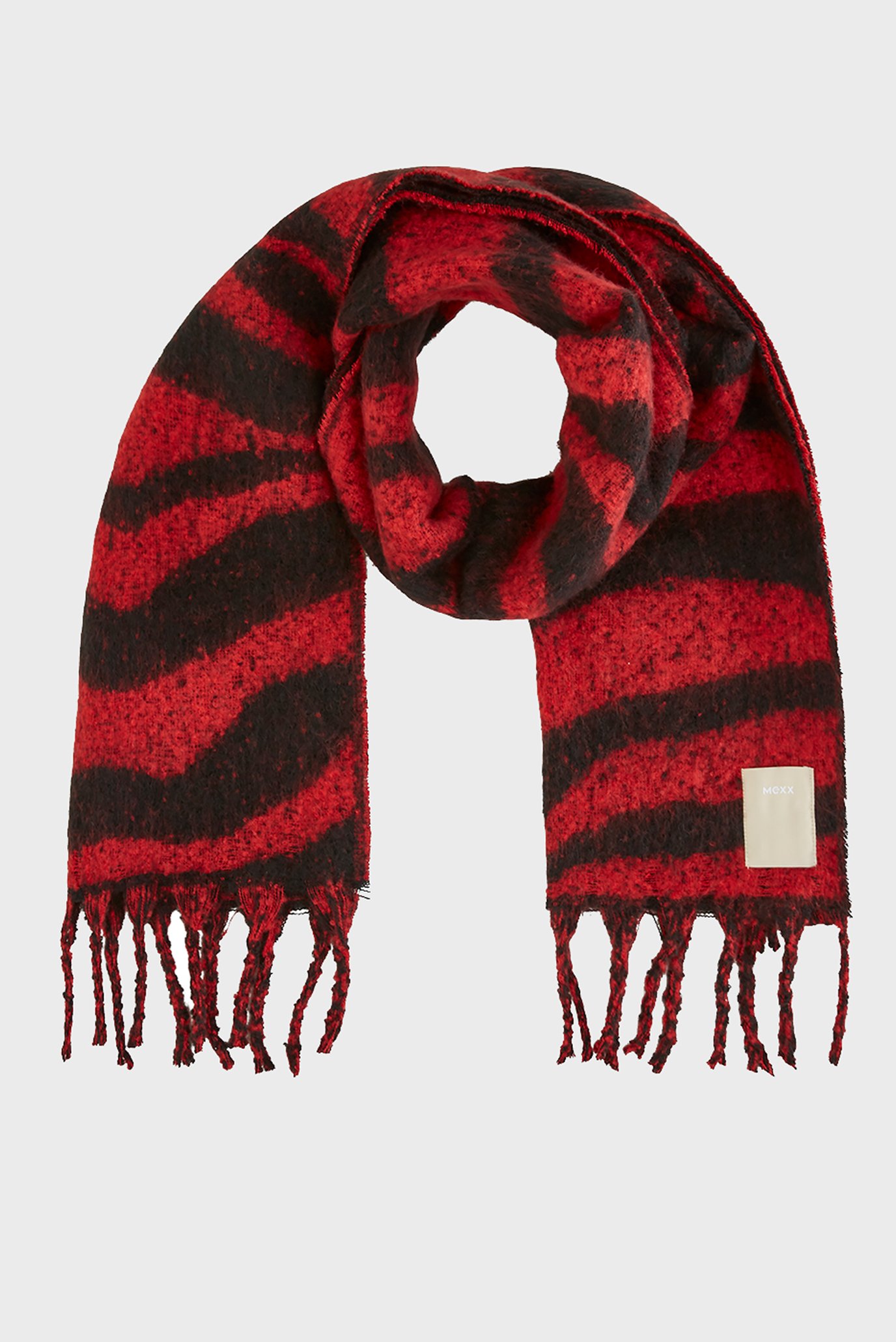 Женский красный шарф с узором 1