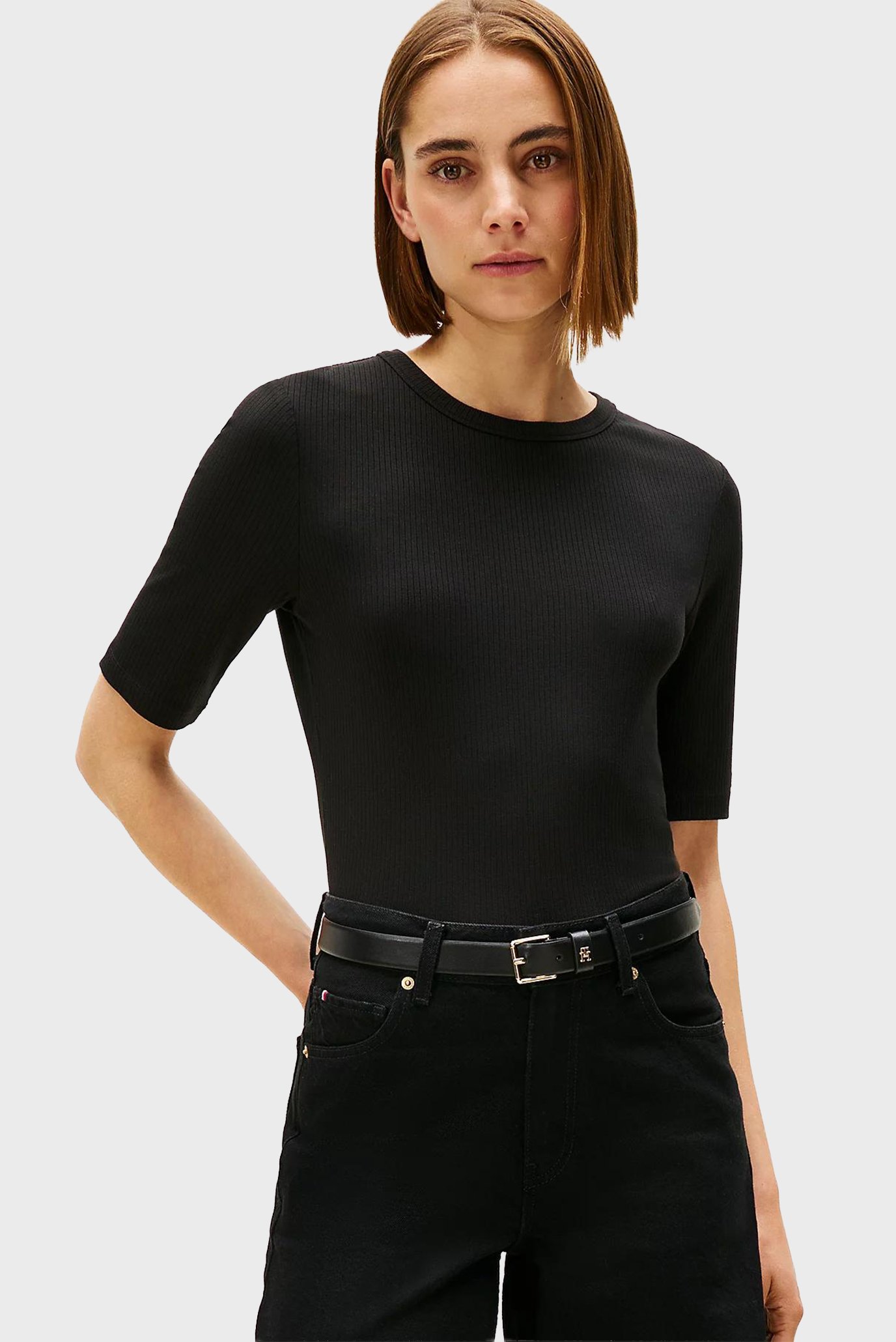 Женский черный джемпер SLIM Черный S Tommy Hilfiger WW0WW47308 Женский черный джемпер SLIM Черный S Tommy Hilfiger WW0WW47308
