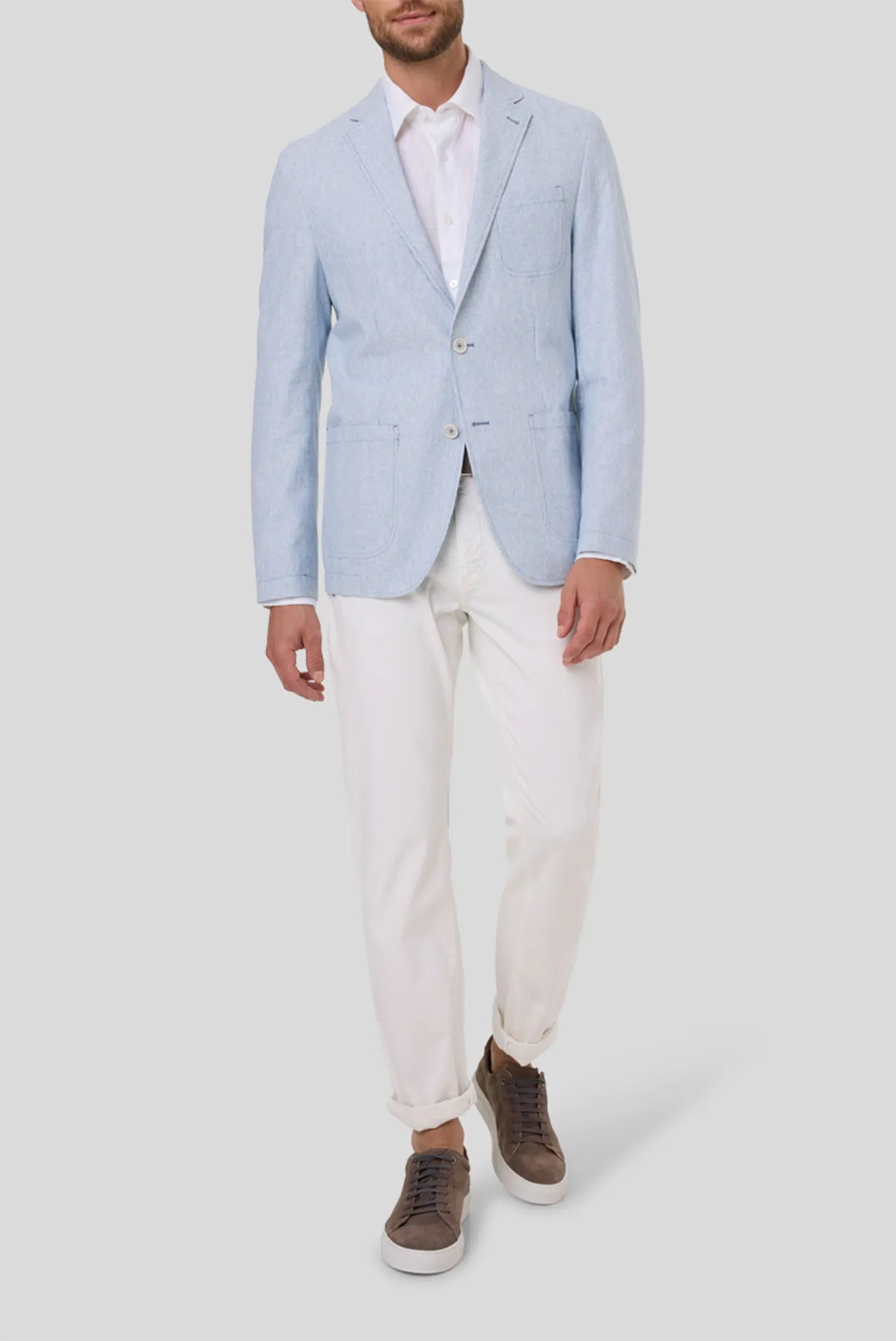 Мужской голубой льняной блейзер 3