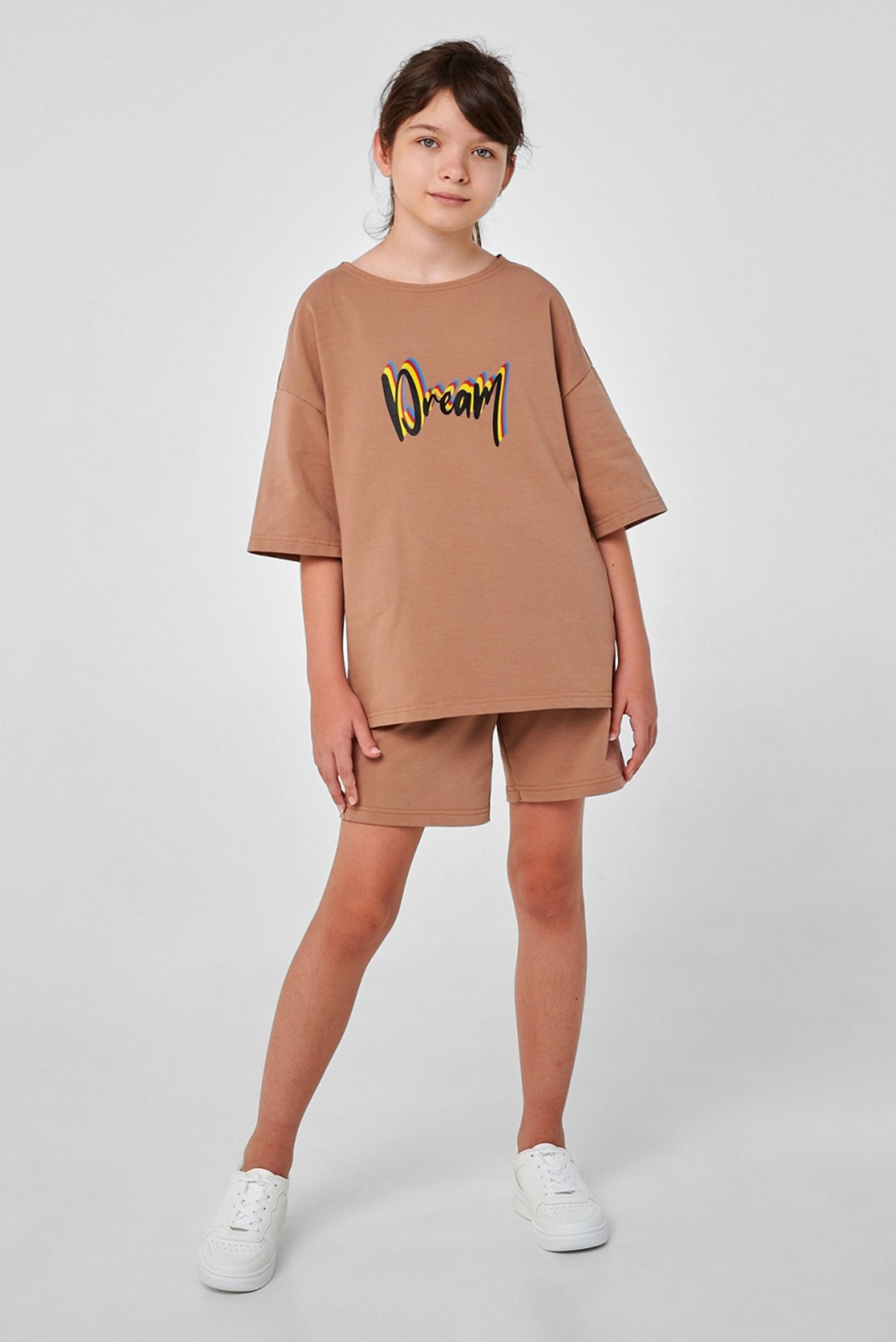 Детский бежевый комплект одежды (свитшот, шорты) 1