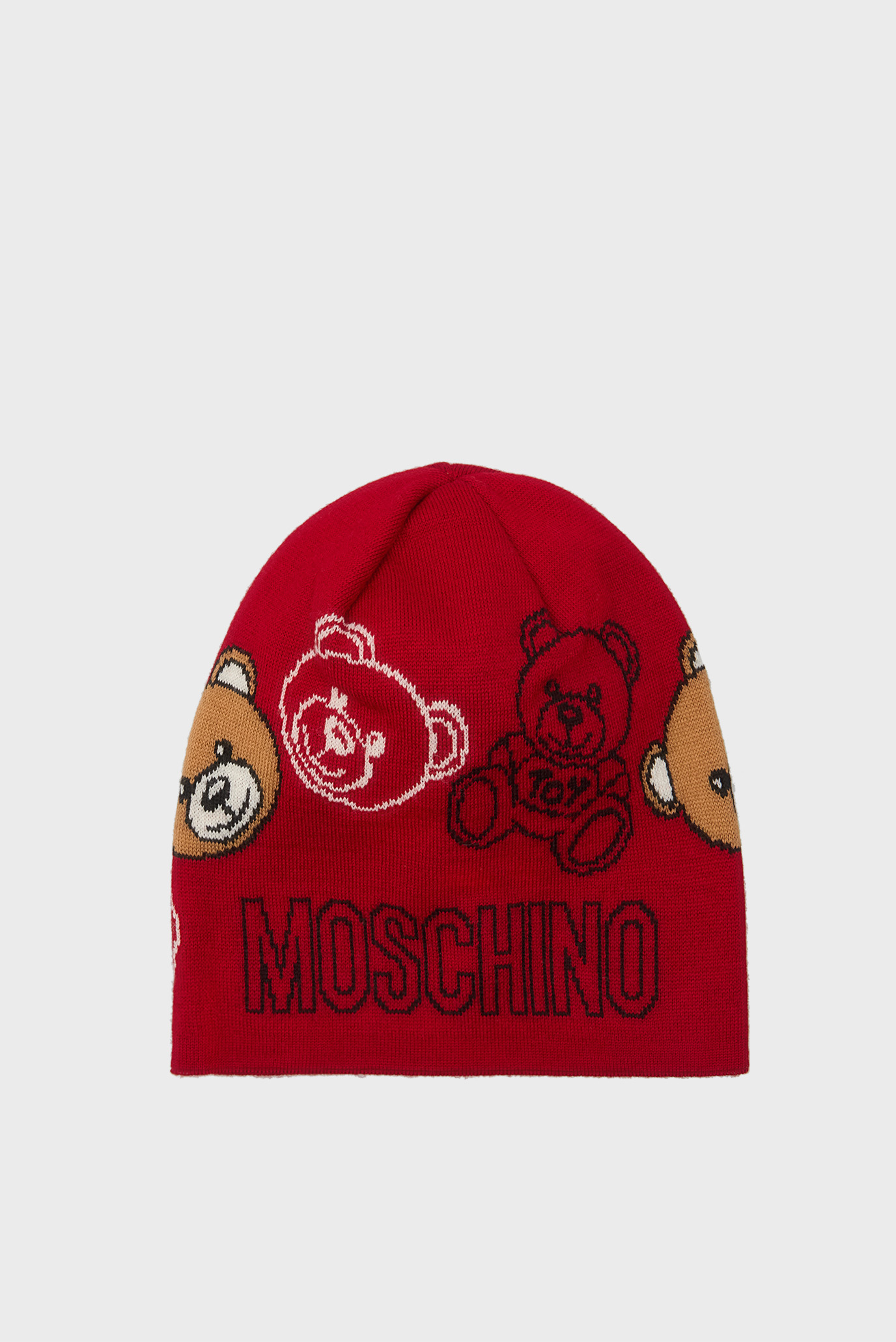 Женская красная шерстяная шапка с узором Красный ONESIZE Moschino 65242 - M2555 Женская красная шерстяная шапка с узором Красный ONESIZE Moschino 65242 - M2555