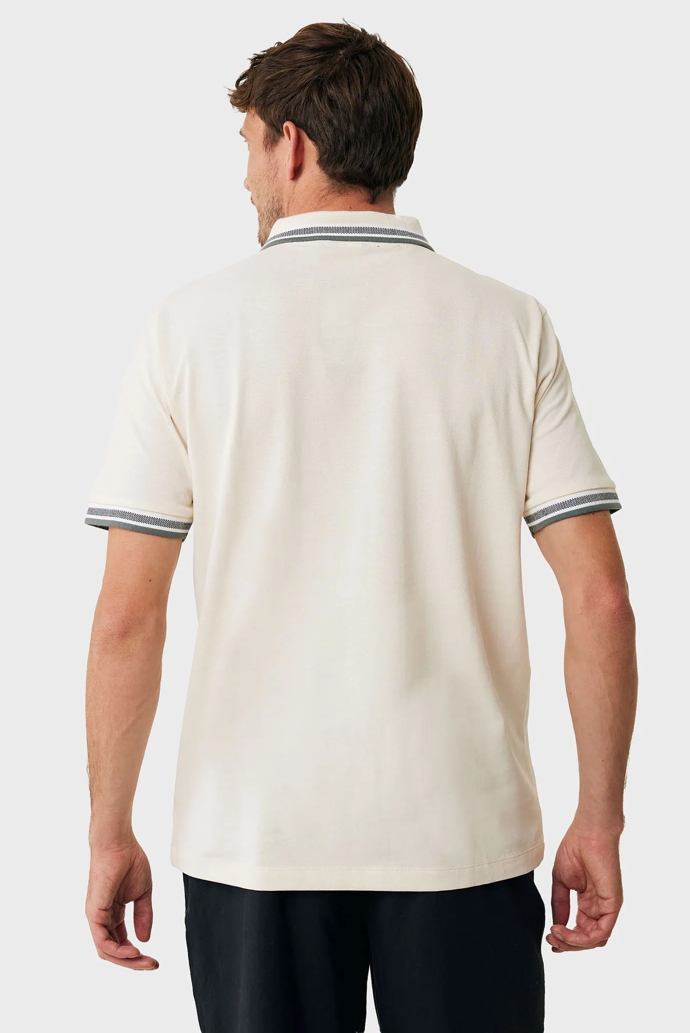 Мужское белое поло Tipping polo regular fit 3