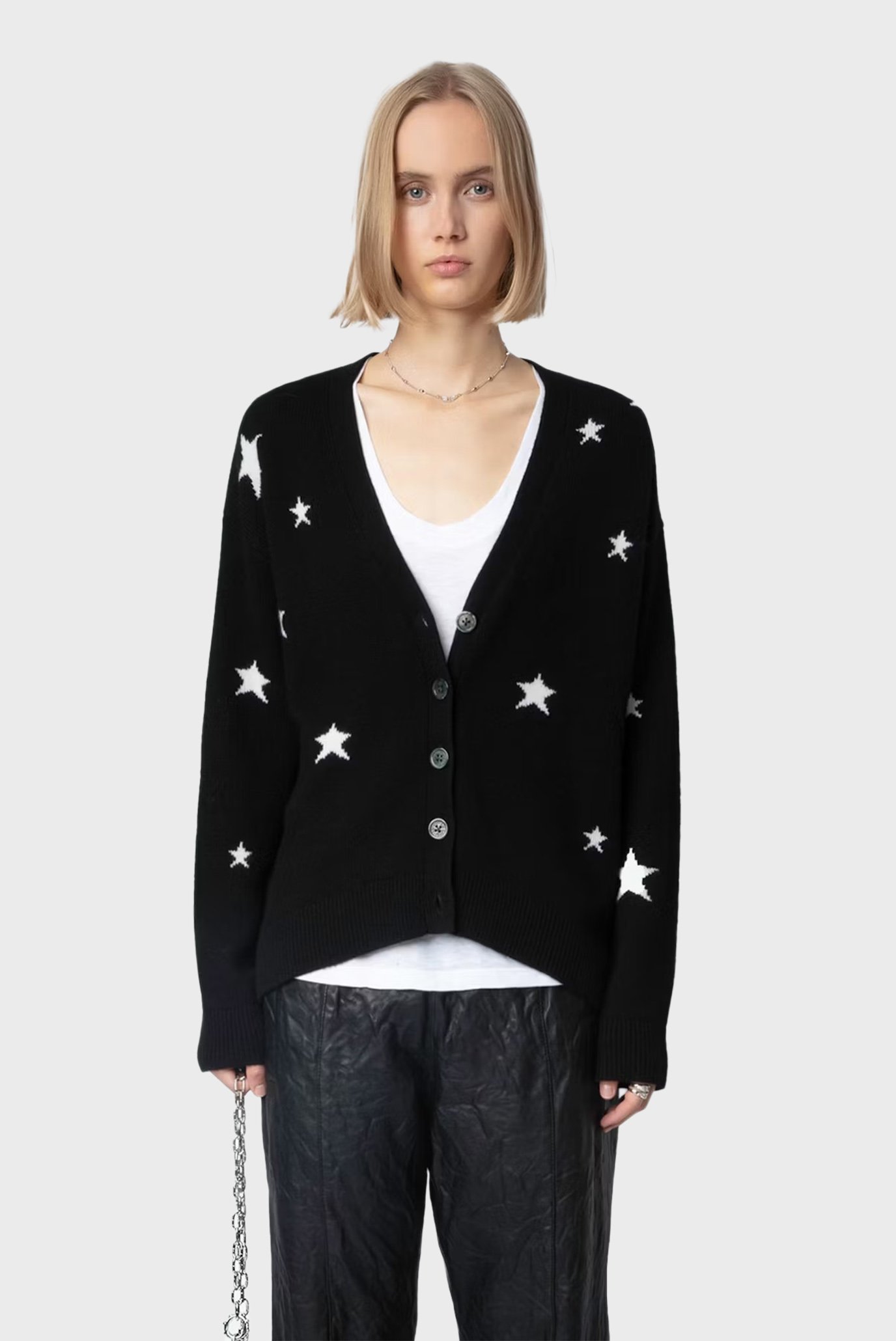 Женский черный кашемировый кардиган с узором Mirka Черный S ZADIG&VOLTAIRE KWCA00001_NOIRFW25 Женский черный кашемировый кардиган с узором Mirka Черный S ZADIG&VOLTAIRE KWCA00001_NOIRFW25