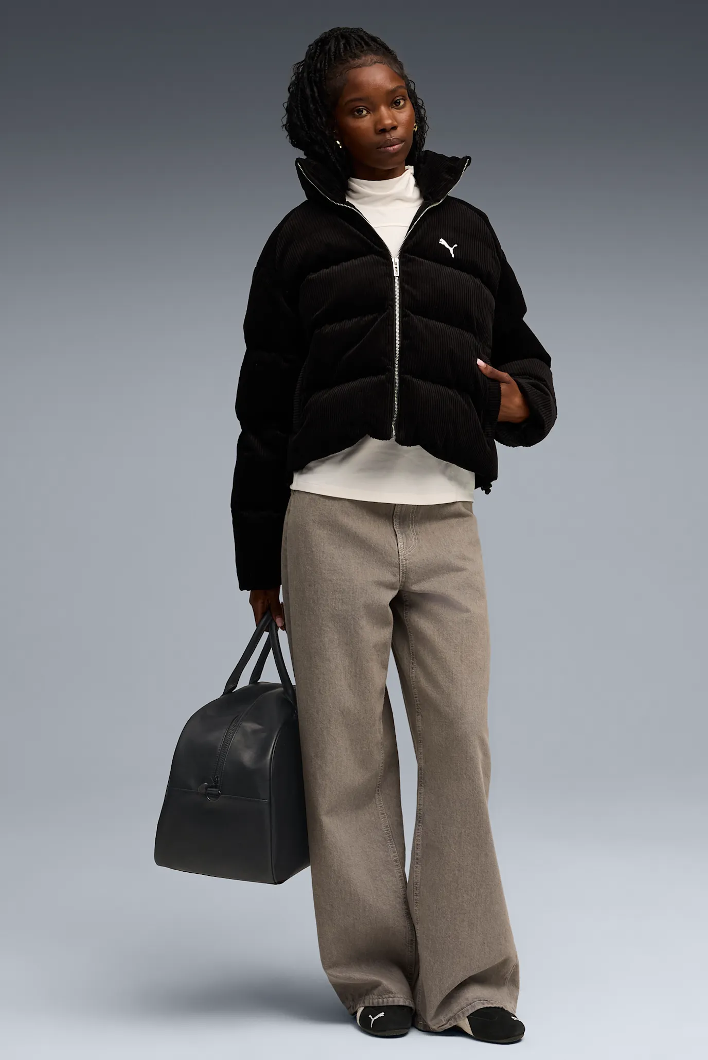 Женская черная вельветовая куртка Wardrobe Essentials Corduroy