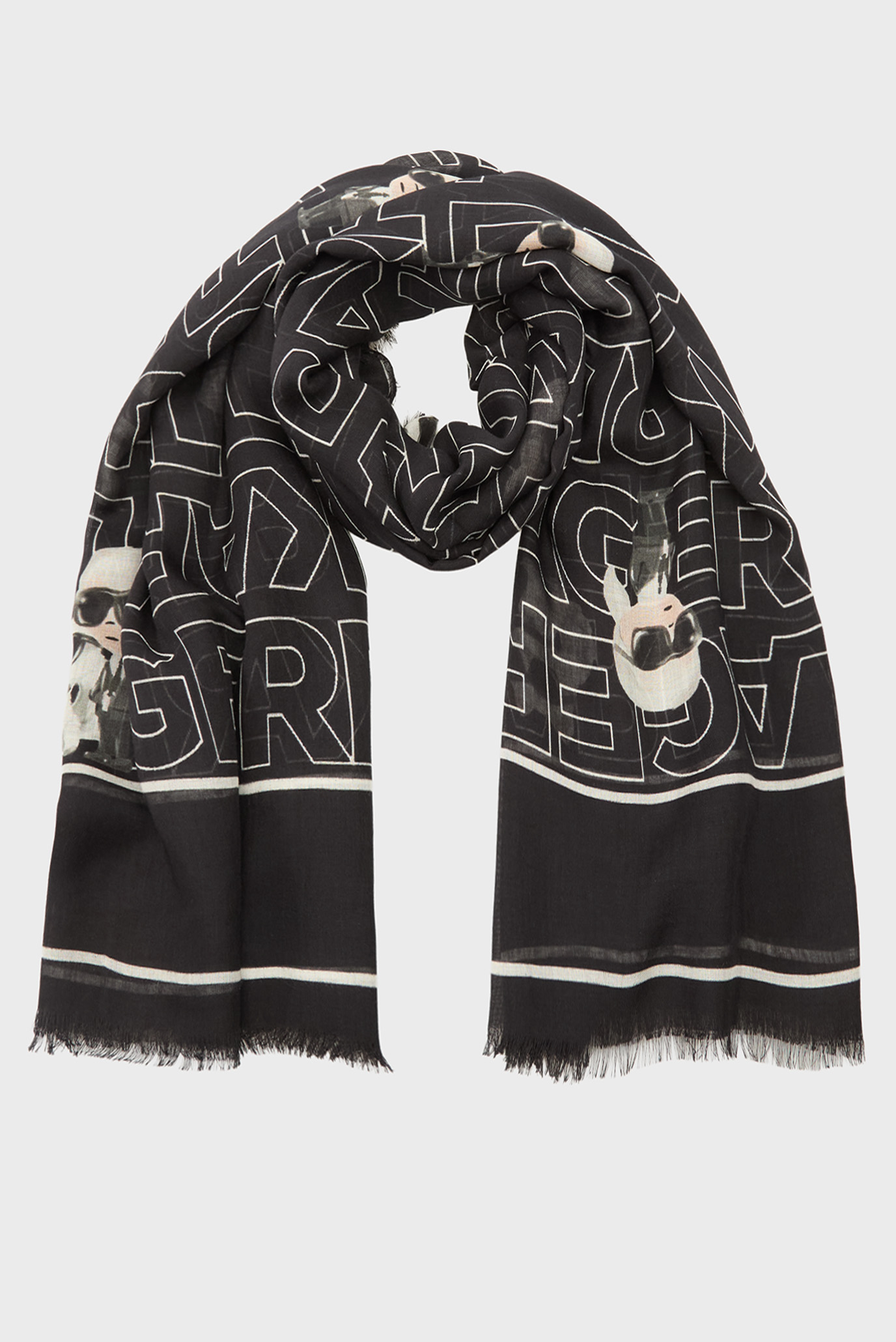 Женский черный платок с узором ikon Черный ONESIZE Karl Lagerfeld A3W33065 Женский черный платок с узором ikon Черный ONESIZE Karl Lagerfeld A3W33065