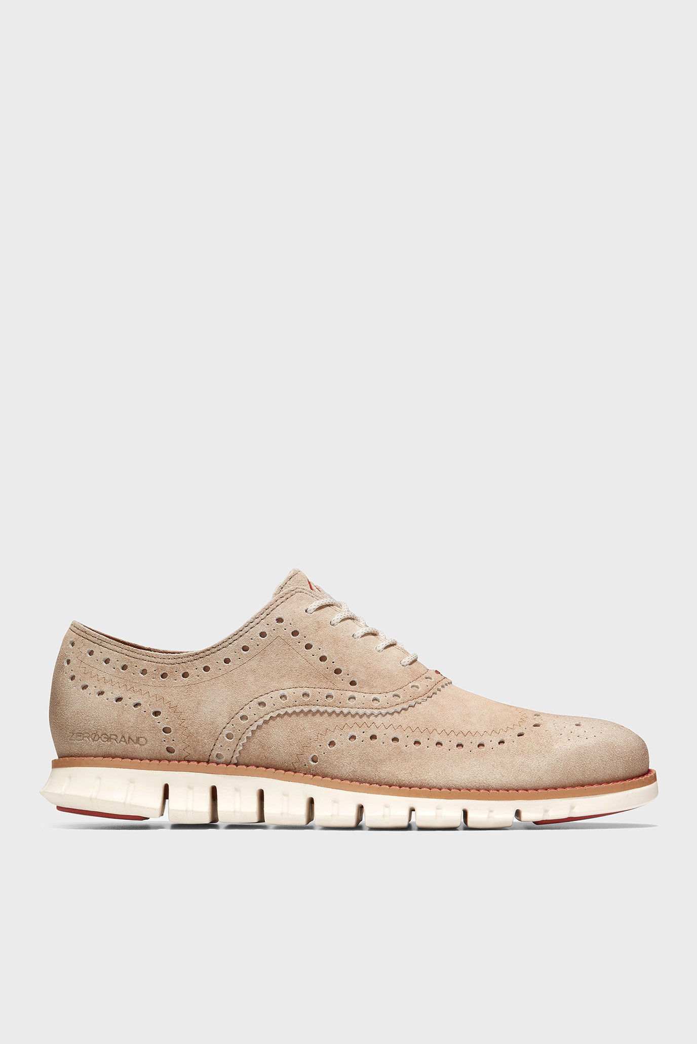 Мужские бежевые замшевые броги ZERØGRAND Wingtip Oxford 1