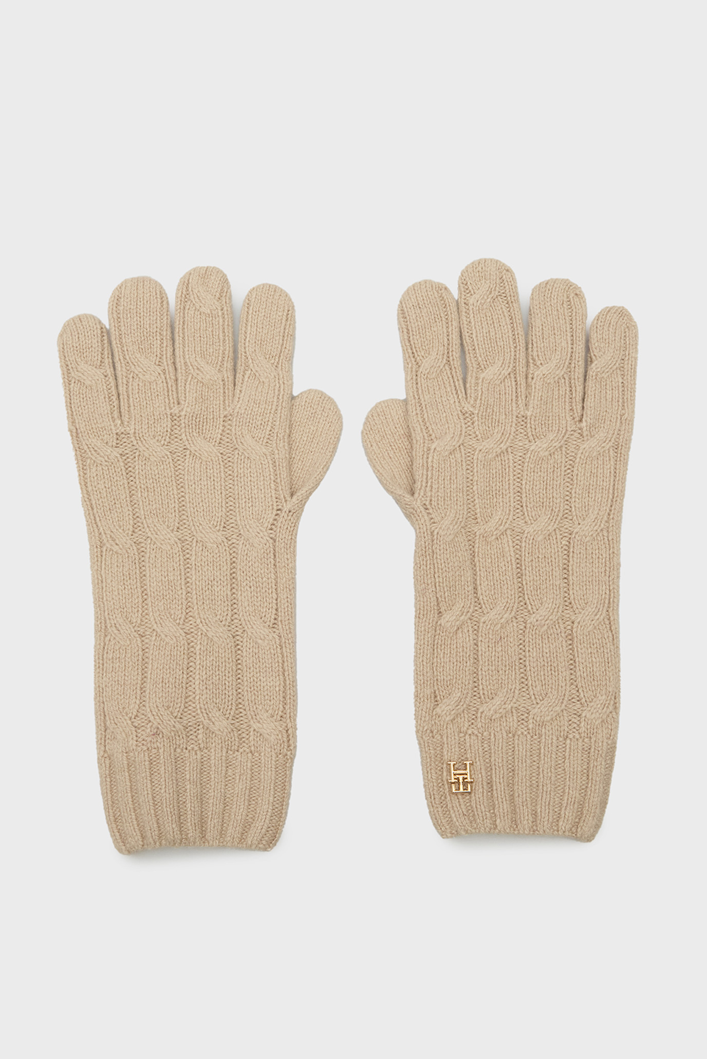 Женские бежевые шерстяные перчатки TH NAVAL CABLE GLOVES 1