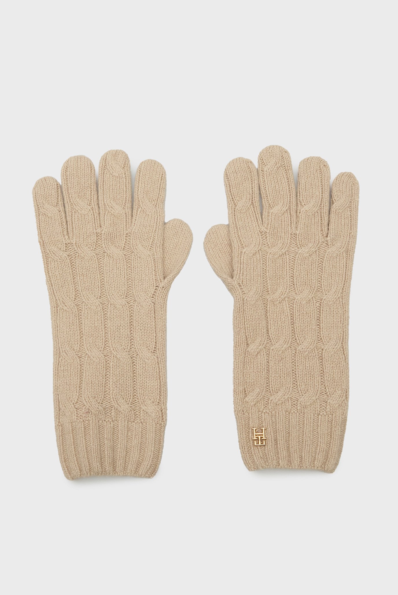 Жіночі бежеві вовняні рукавички TH NAVAL CABLE GLOVES 1