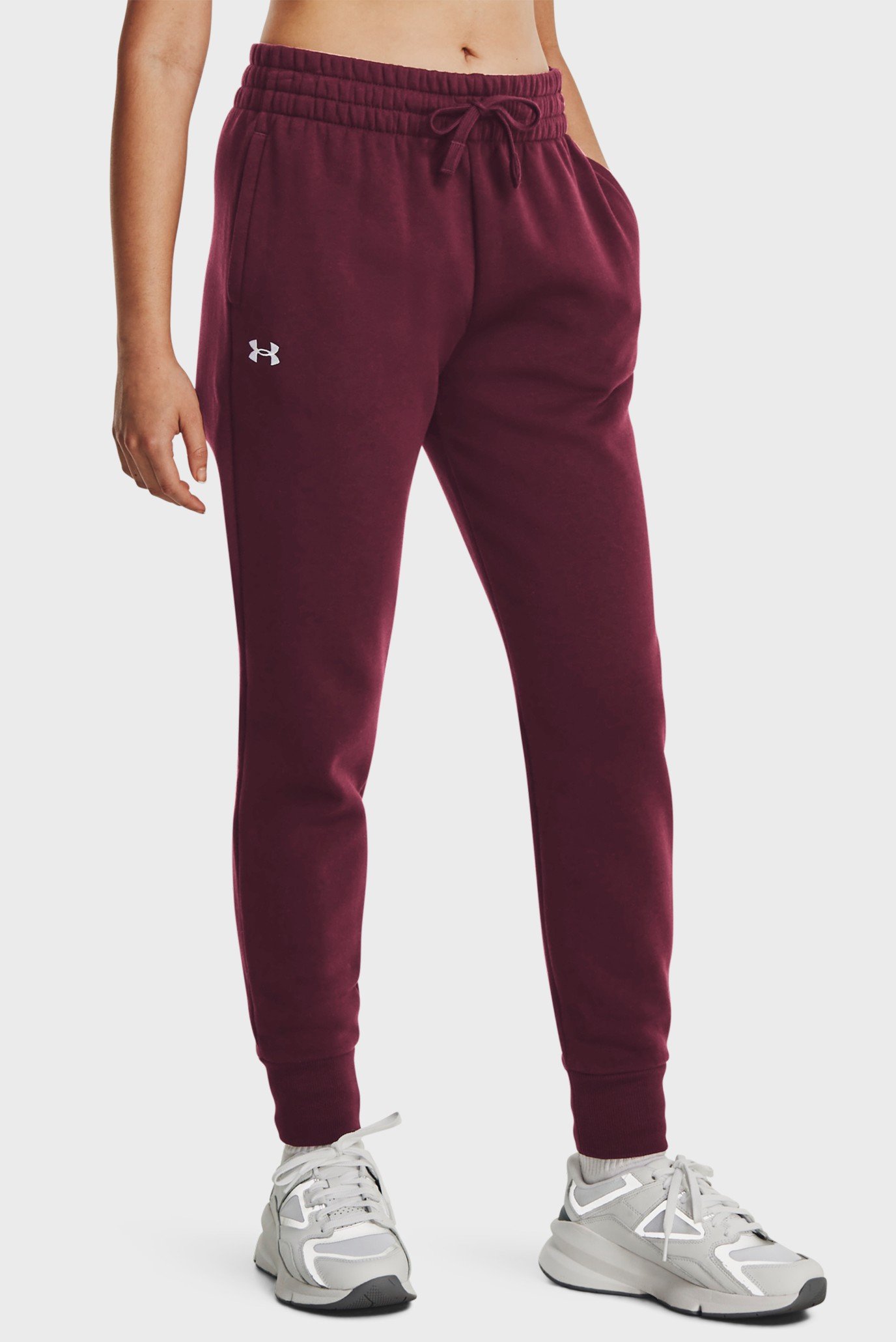 Женские бордовые спортивные брюки UA Rival Fleece Jogger 1