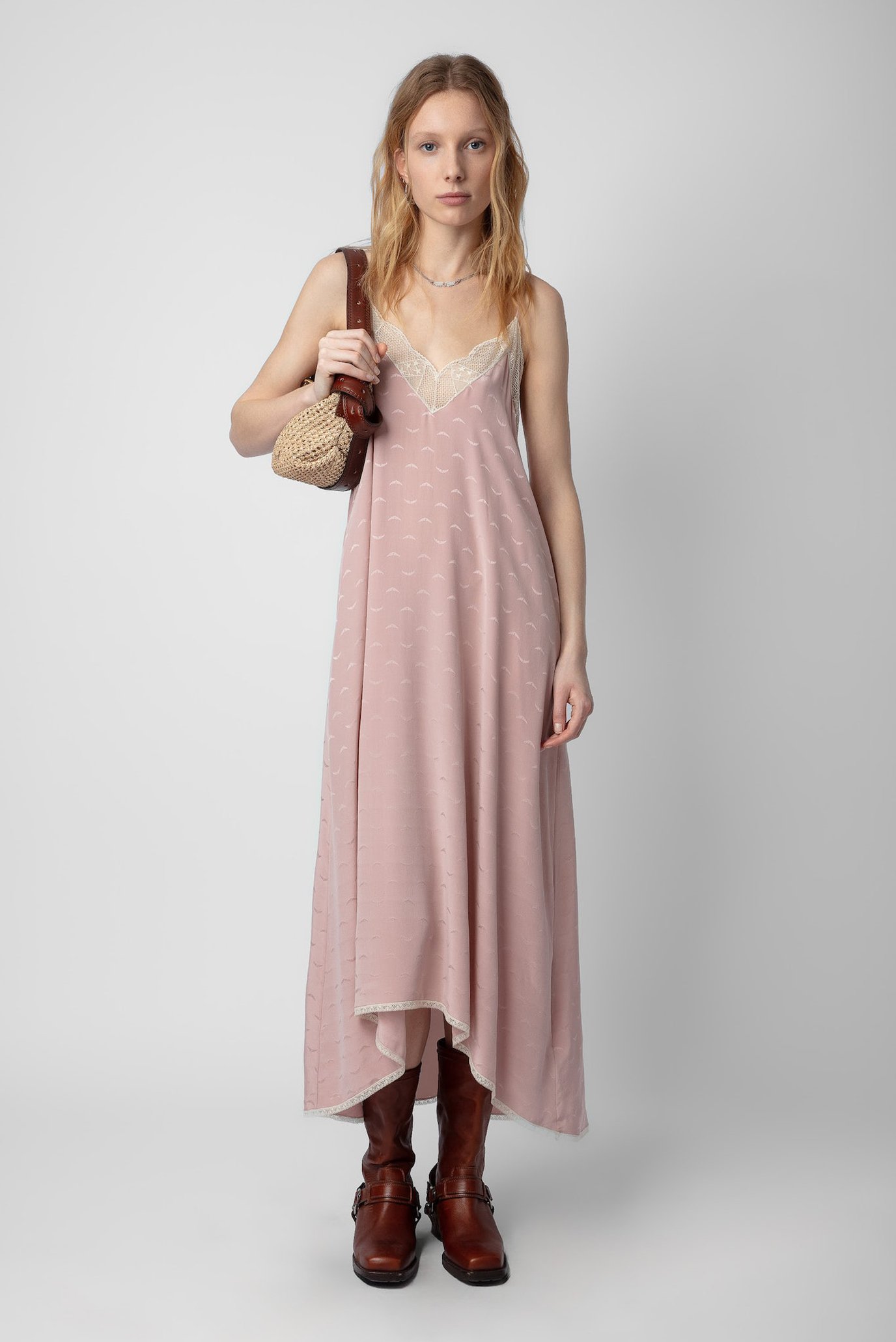 Женское розовое шелковое платье Risty 1