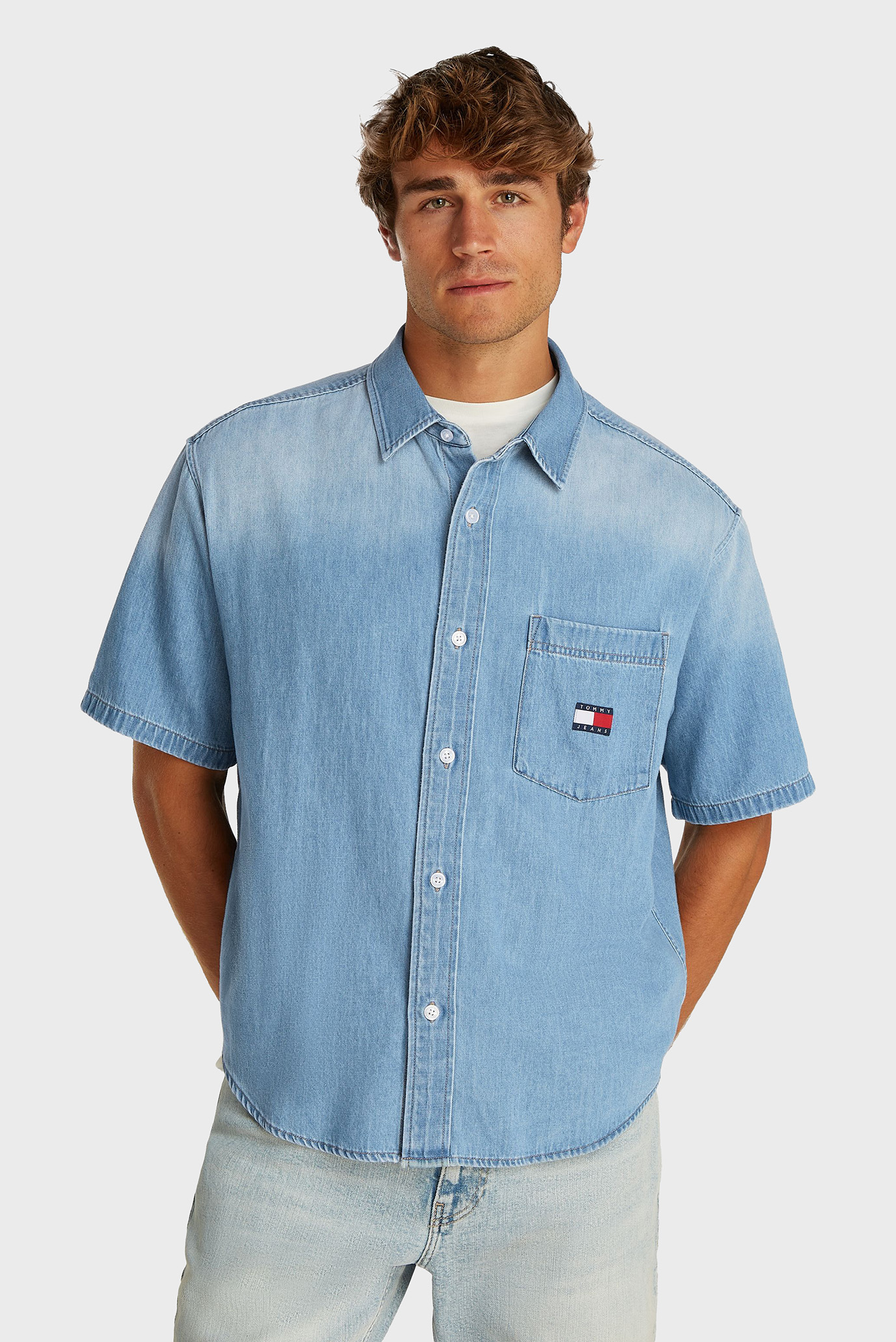 Мужская голубая джинсовая рубашка CREST DENIM Голубой M Tommy Jeans DM0DM21144 Мужская голубая джинсовая рубашка CREST DENIM Голубой M Tommy Jeans DM0DM21144