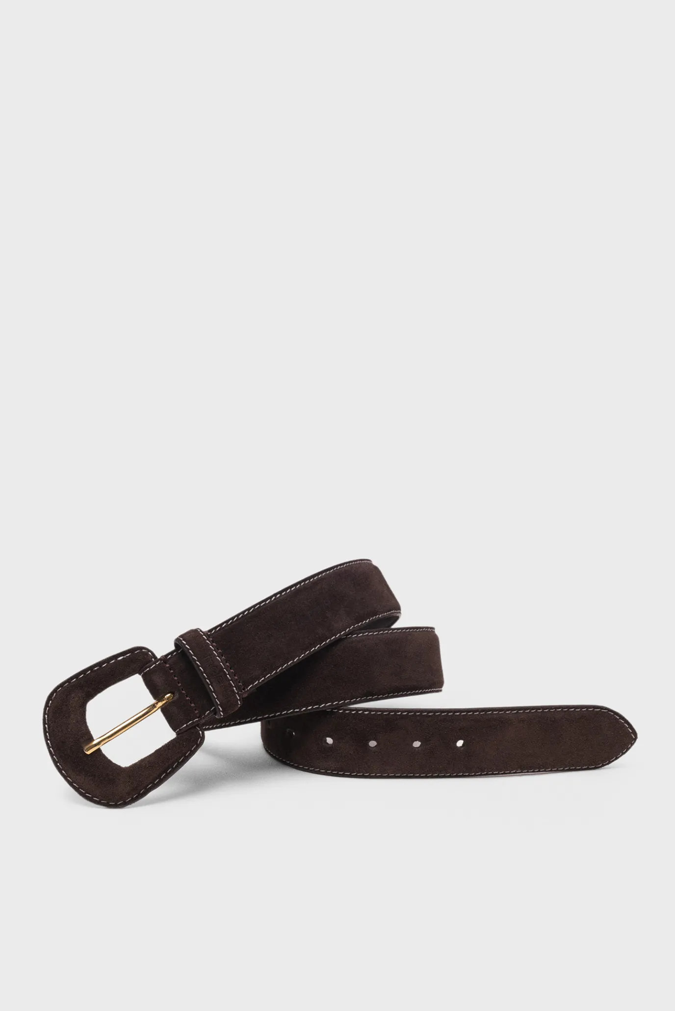 Жіночий темно-коричневий замшевий ремінь 6