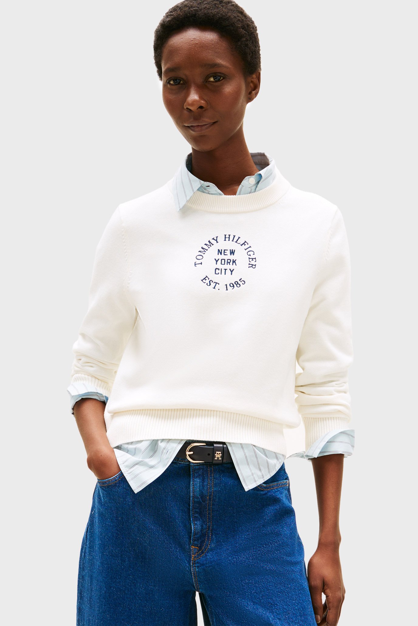 Женский белый джемпер GRAPHIC LOGO Белый L Tommy Hilfiger WW0WW46267 Женский белый джемпер GRAPHIC LOGO Белый L Tommy Hilfiger WW0WW46267