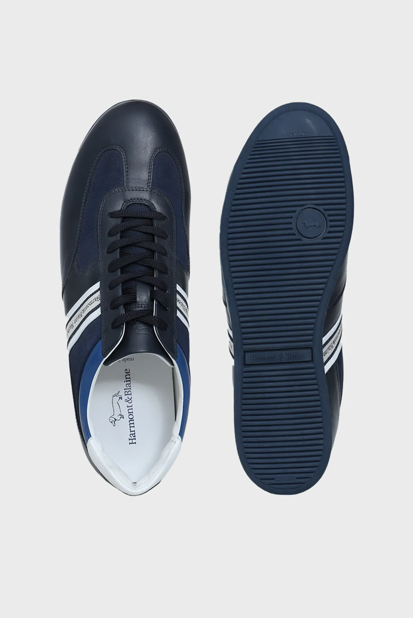 Мужские темно-синие кожаные кроссовки 4