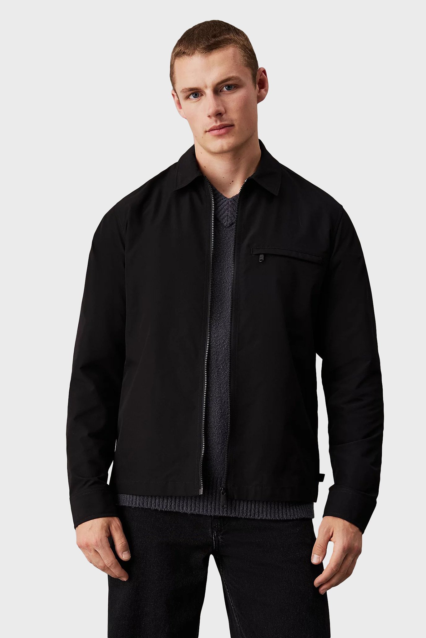 Мужская черная рубашка ZIP OVERSHIRT 1