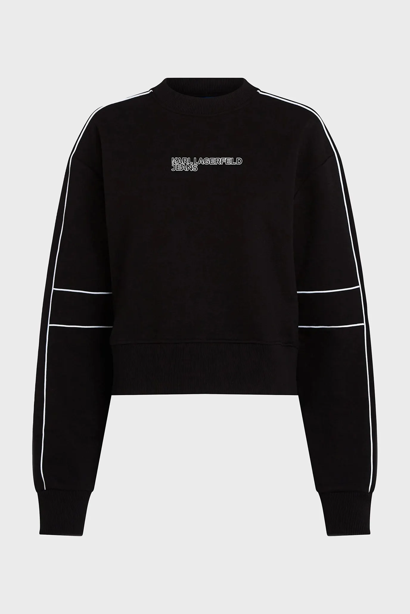 Жіночий чорний світшот relaxed crop piping 5