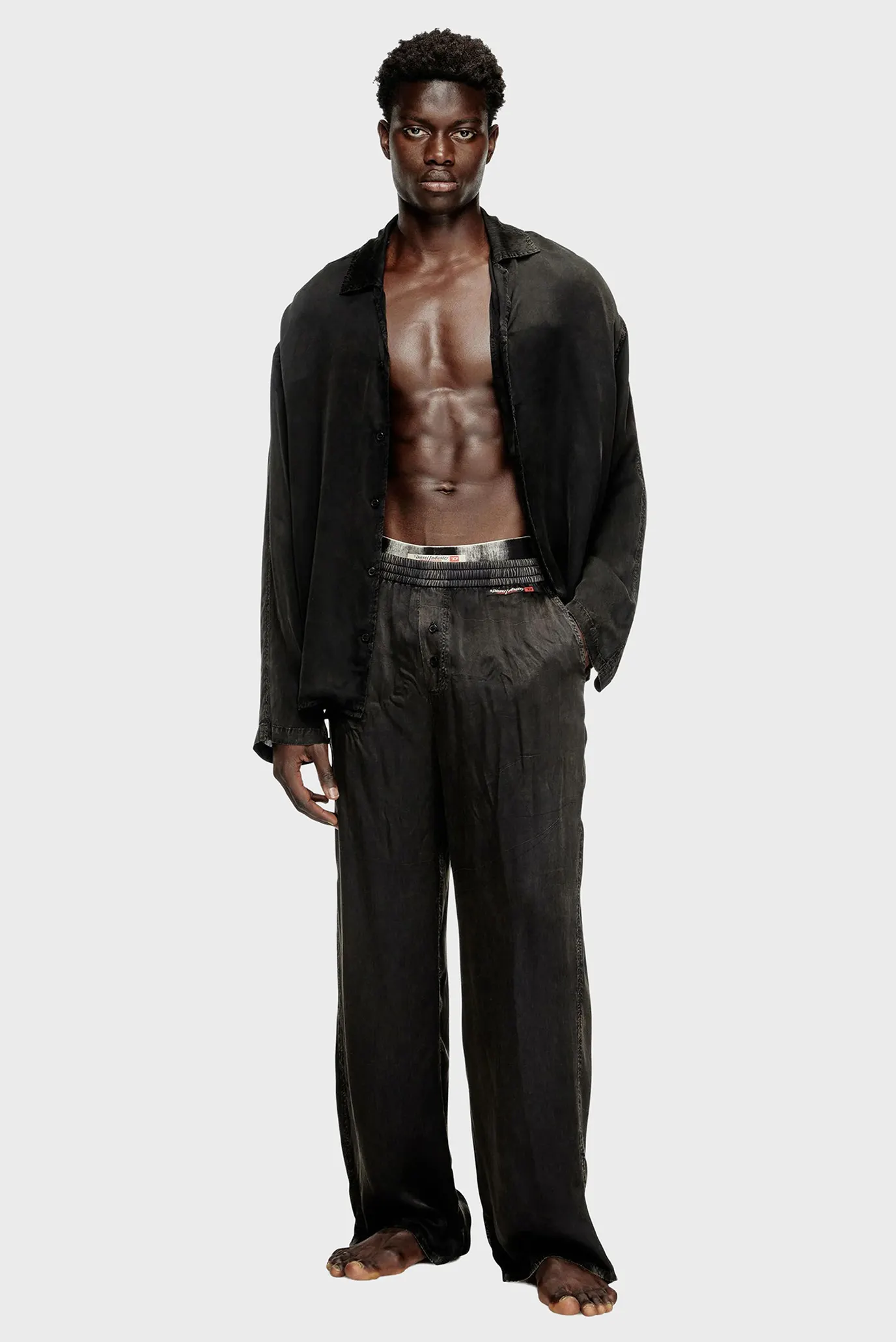 Черная пижама (рубашка, брюки) SET-KEITH-DNM (унисекс) 3