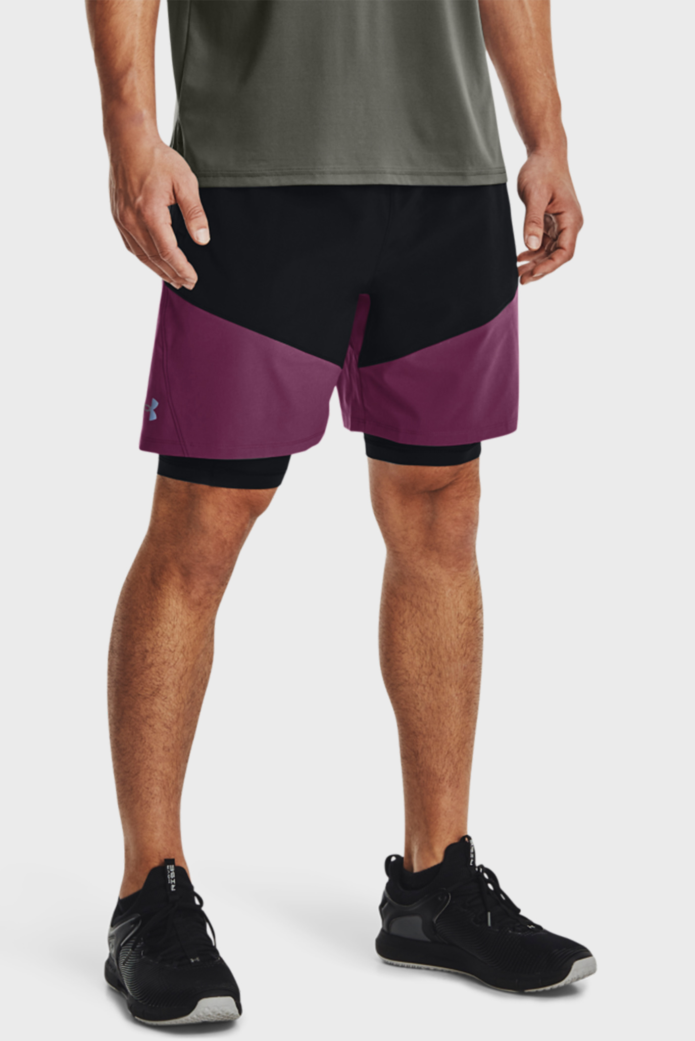 Чоловічі фіолетові шорти UA BTG Woven 2-in-1 Shorts 1