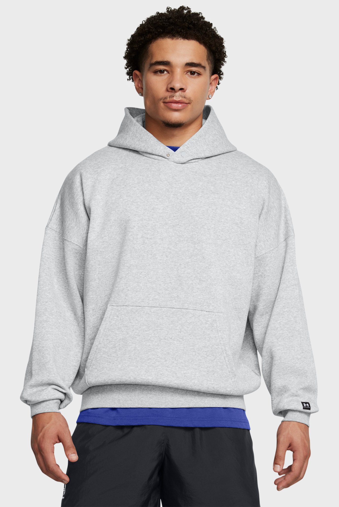 Мужское серое худи UA Icon Fleece OS Hood 1