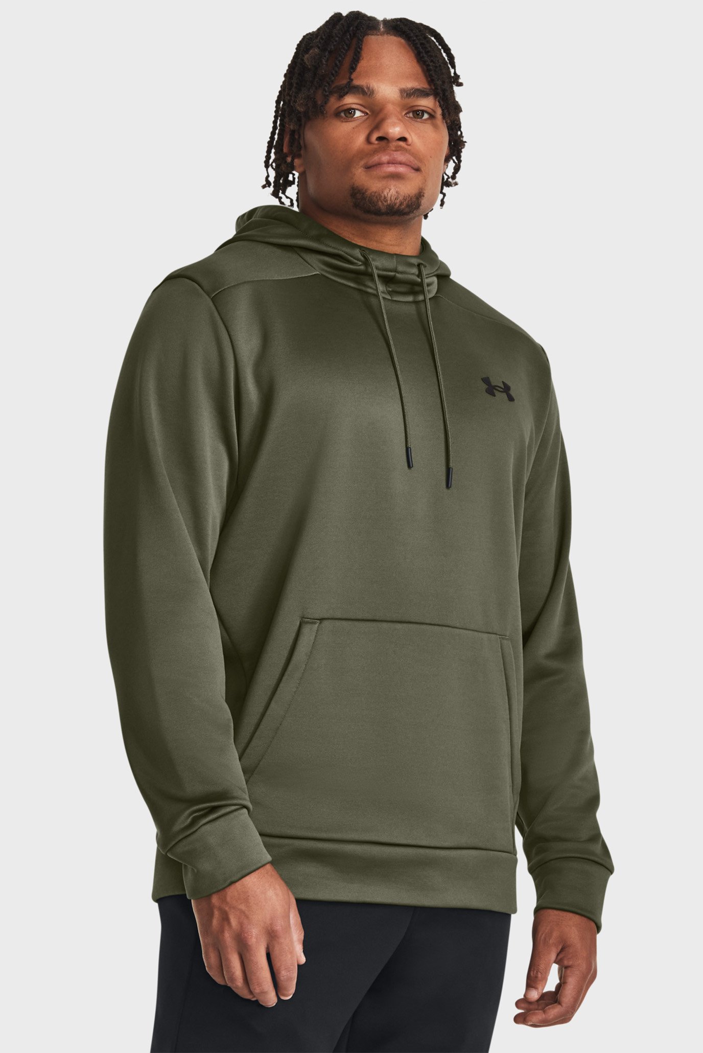 Чоловіче оливкове худі UA Armour Fleece Hoodie 1