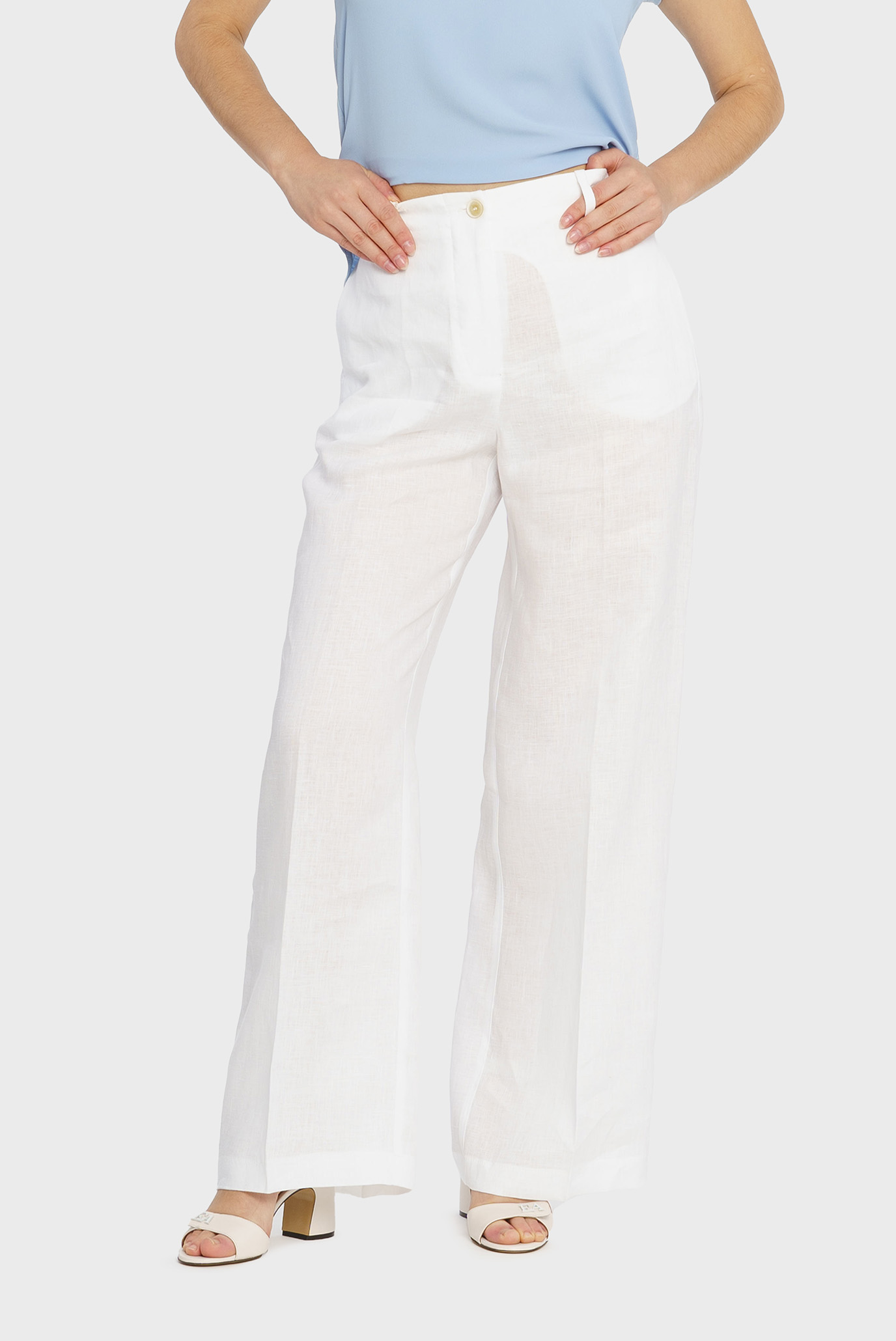 Жіночі білі лляні брюки 1