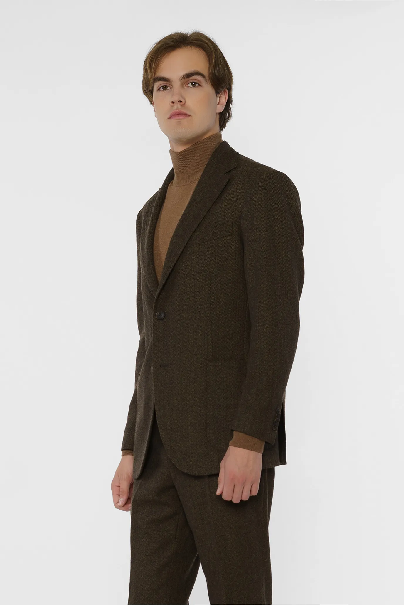Чоловічий коричневий вовняний блейзер 3