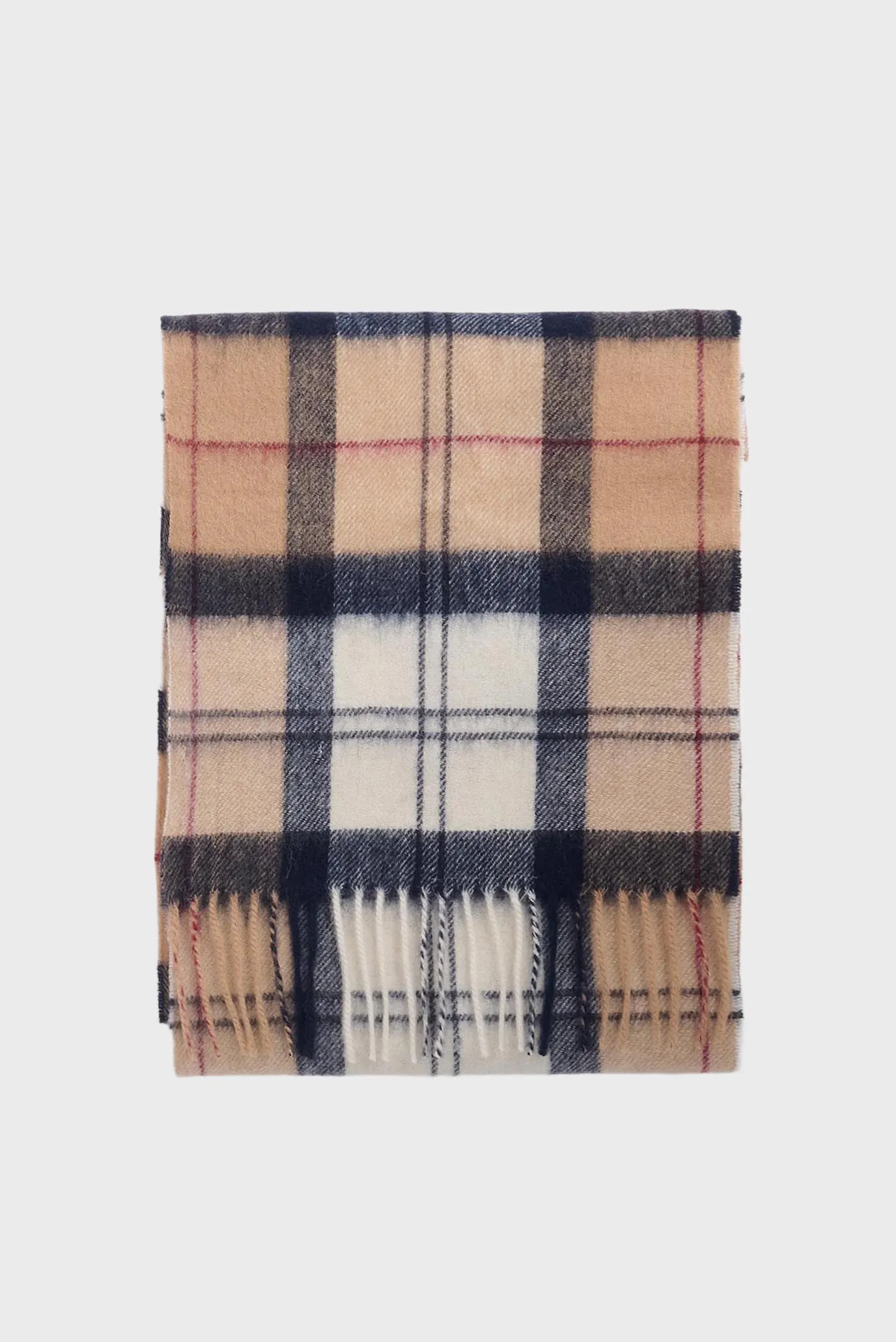 Женский бежевый шерстяной шарф в клетку 3