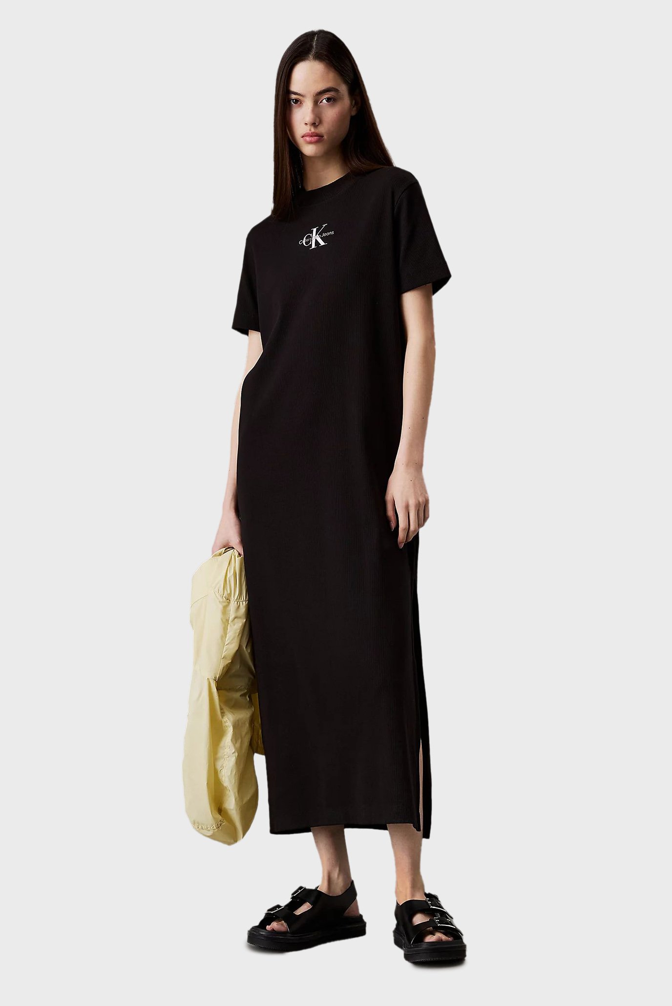 Женское черное платье MONOLOGO LONG RIB TEE DRESS 1