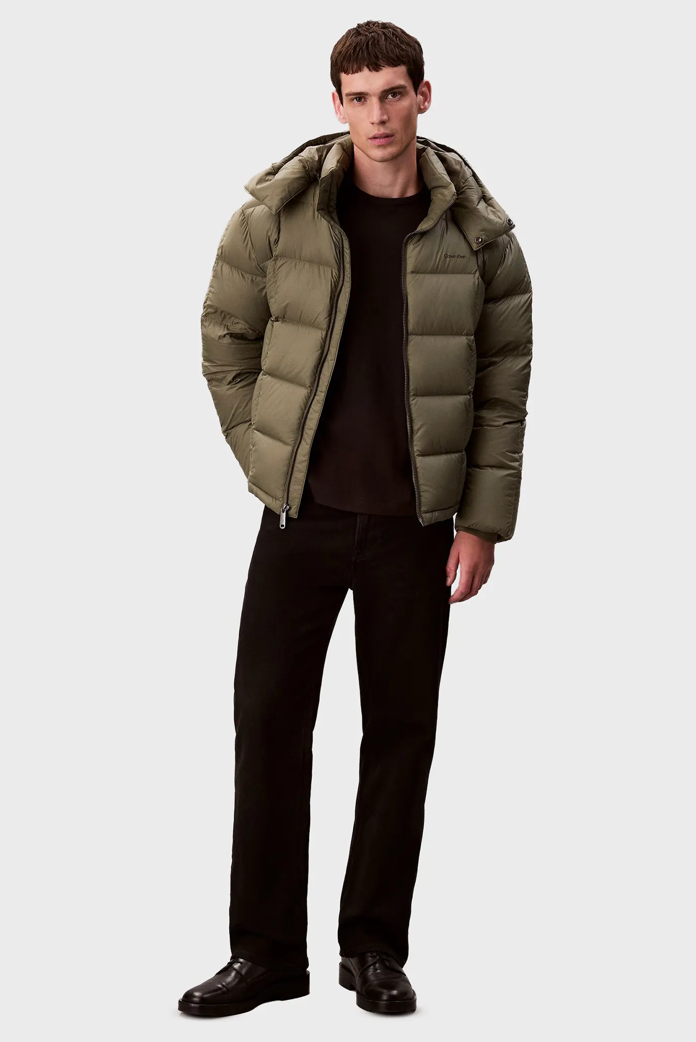 Чоловічий оливковий пуховик QUILTED DETACHABLE 2