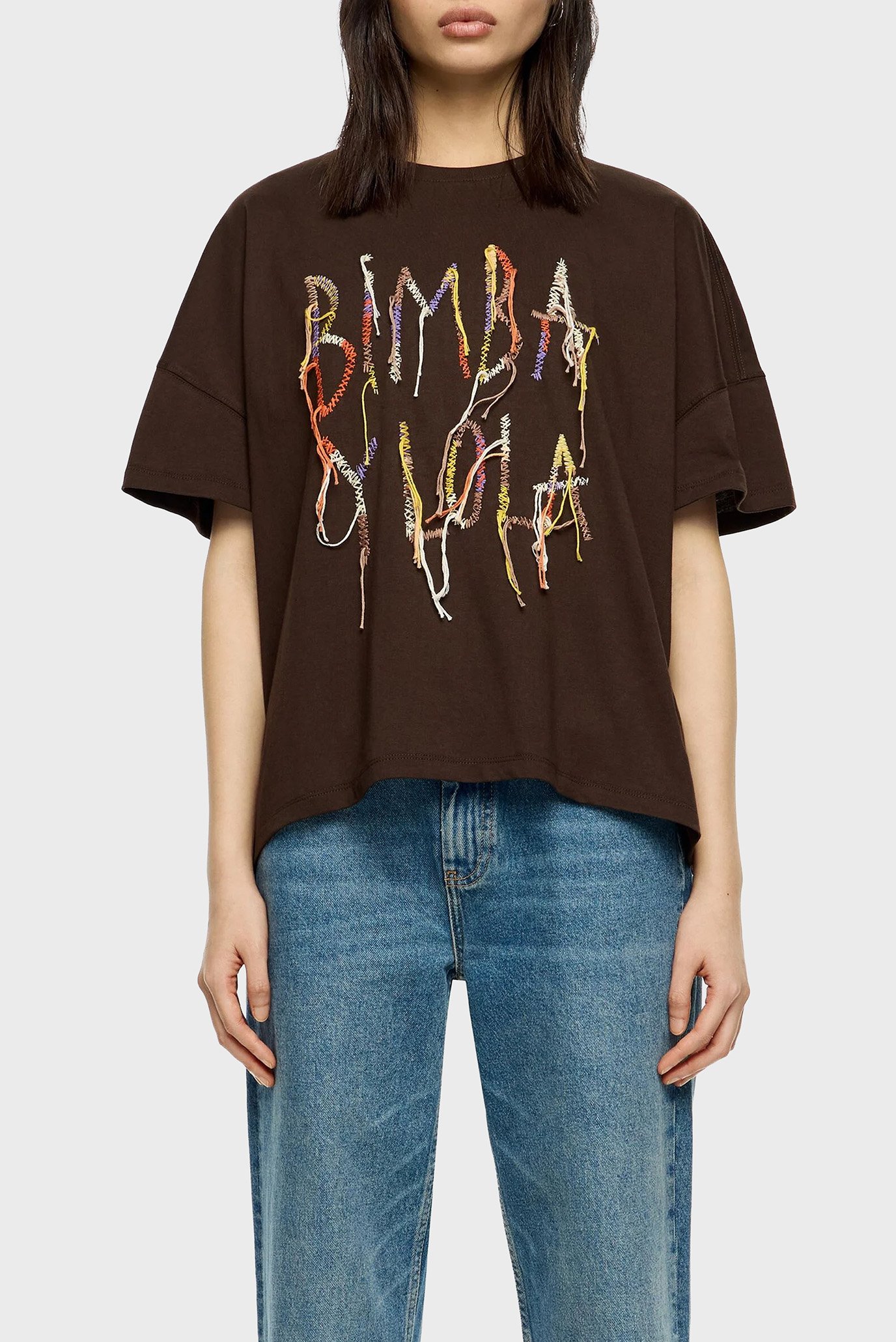 Женская темно-коричневая футболка Коричневый L Bimba Y Lola 252BR7418.10228 Женская темно-коричневая футболка Коричневый L Bimba Y Lola 252BR7418.10228