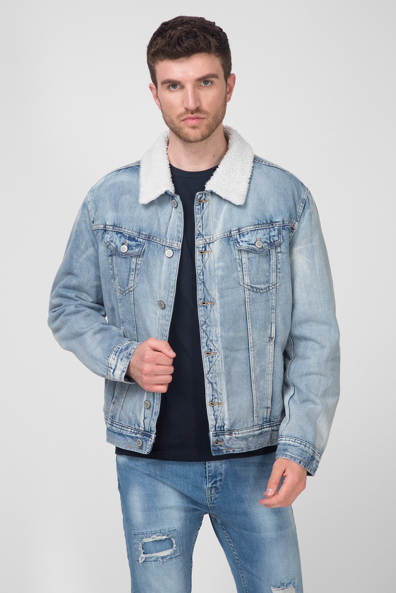 Чоловіча блакитна джинсова куртка 1