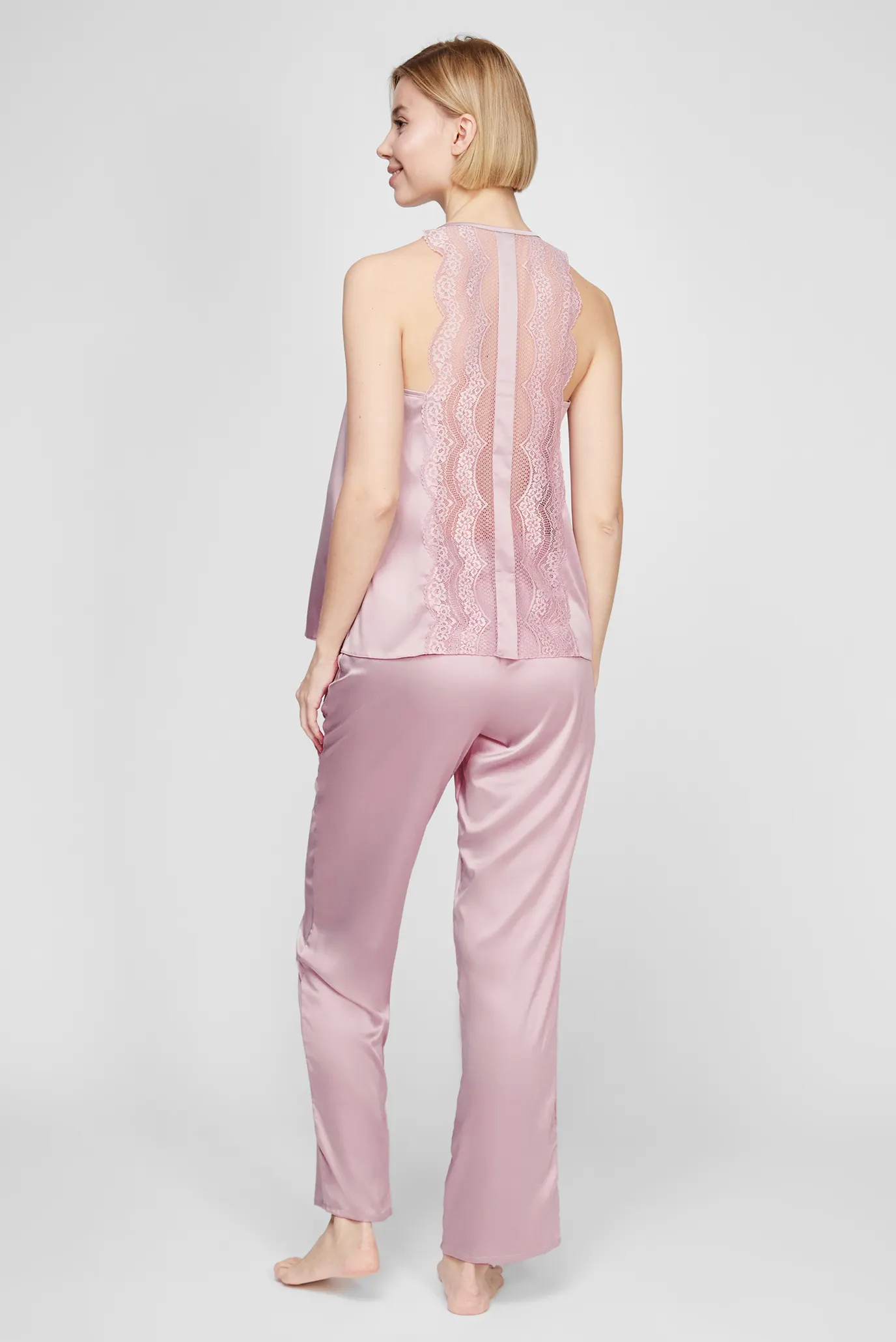 Жіноча рожева піжама (топ, брюки) 3