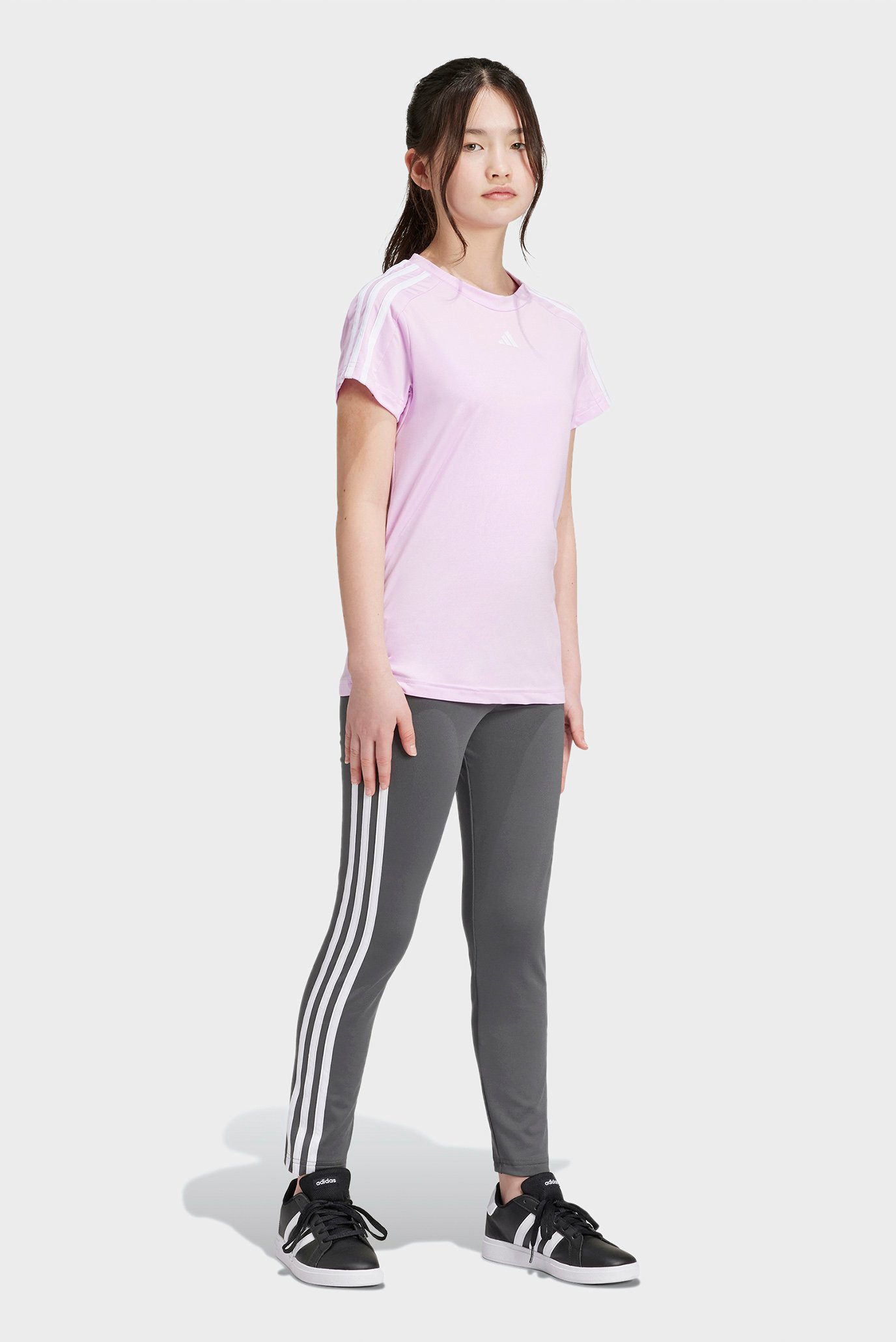 Дитячі сірі тайтси Essentials AEROREADY 3-Stripes High-Waisted 1