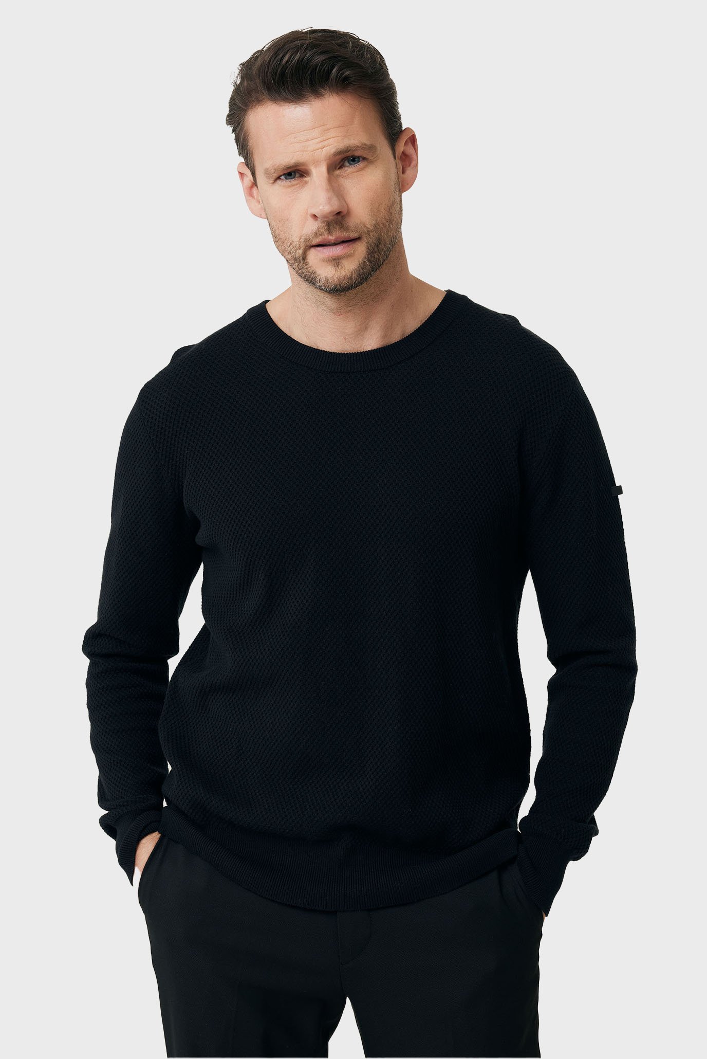 Чоловічий чорний джемпер Structured crewneck 1