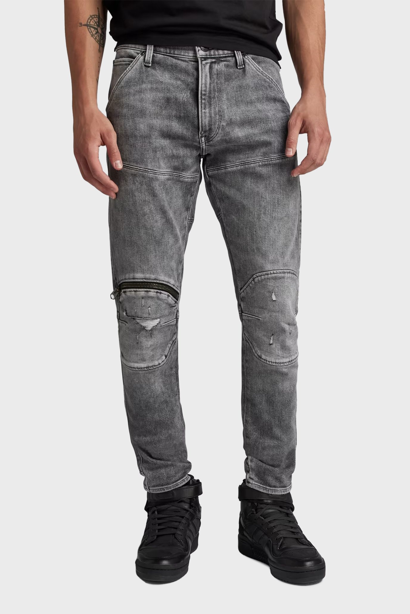 Чоловічі сірі джинси 5620 3D Zip Knee Skinny 1