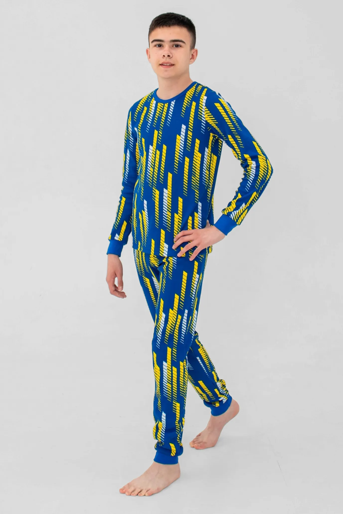 Дитяча темно-синя піжама з візерунком (лонгслів, брюки) 6