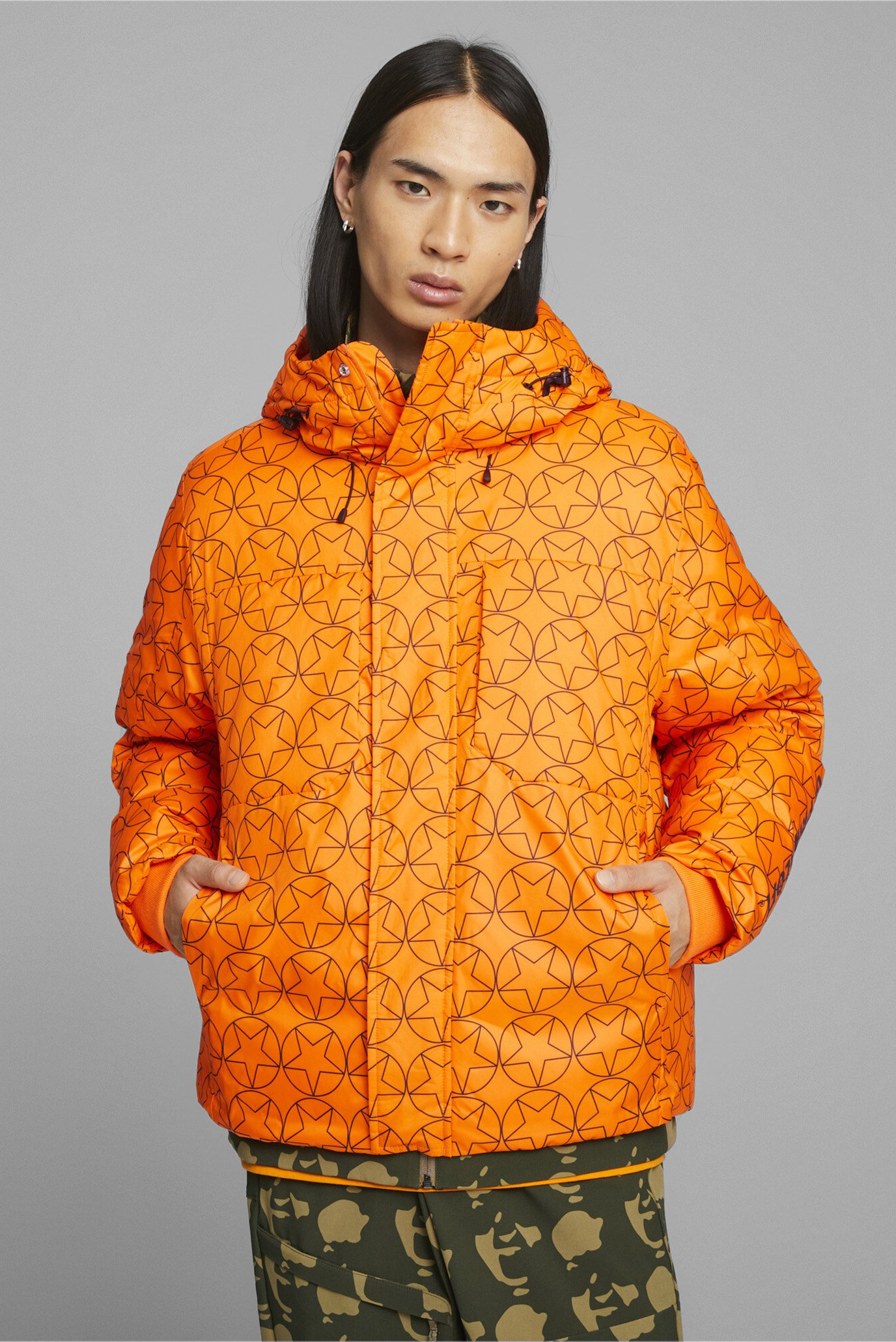 Мужской оранжевый пуховик PUMA x PLEASURES Men’s Puffer Jacket 1