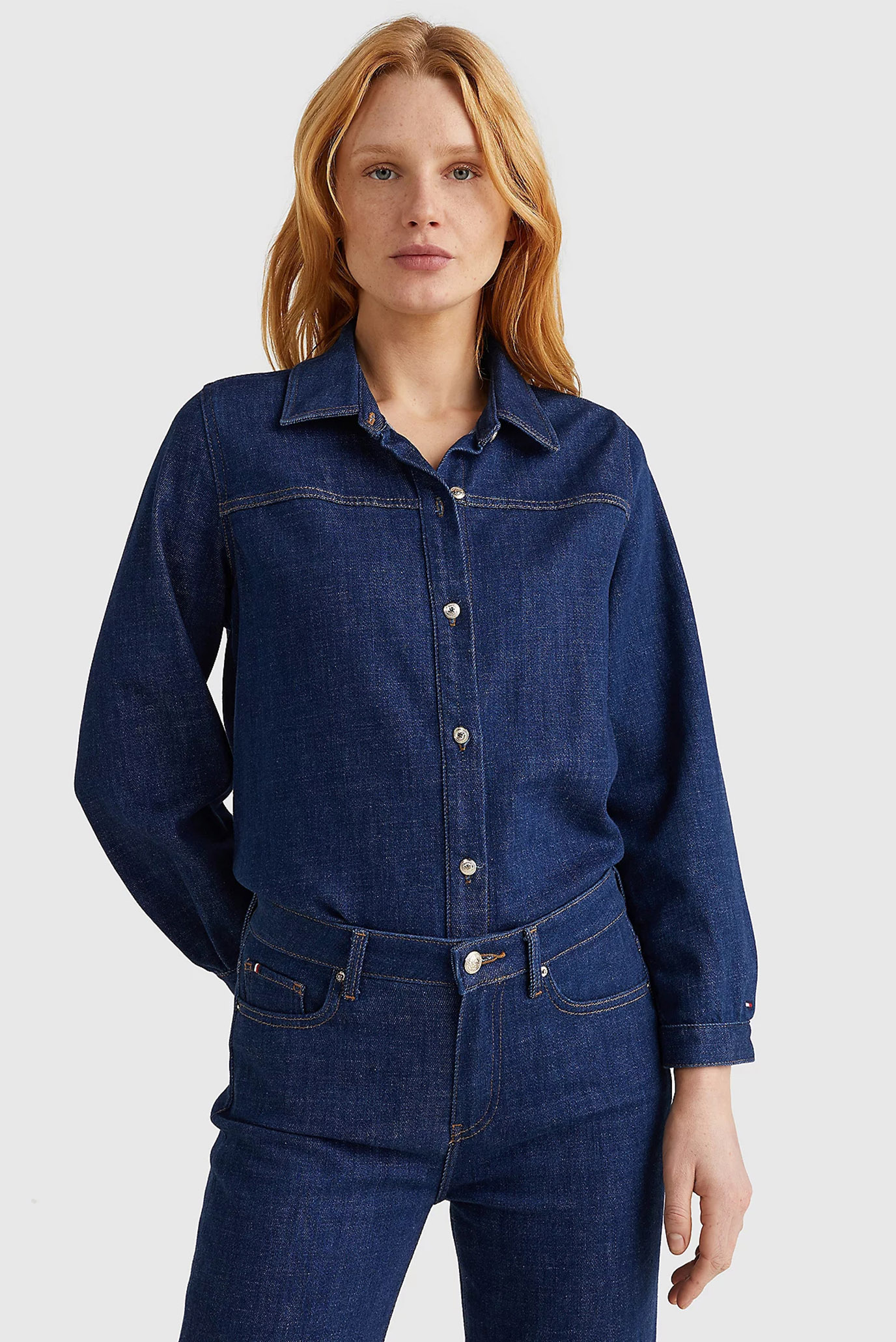 Жіноча синя джинсова сорочка DNM 3/4 OVERSHIRT PAL 1
