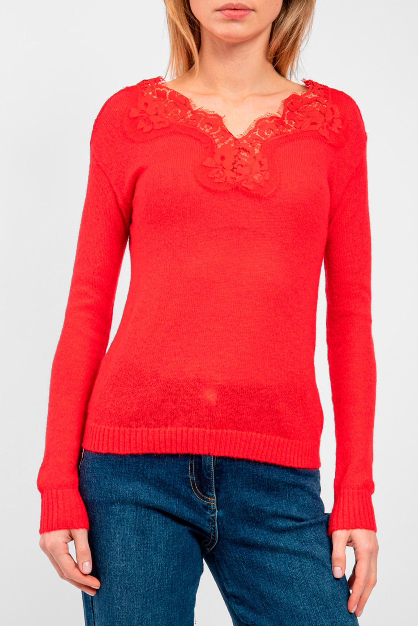 Женский красный пуловер 1