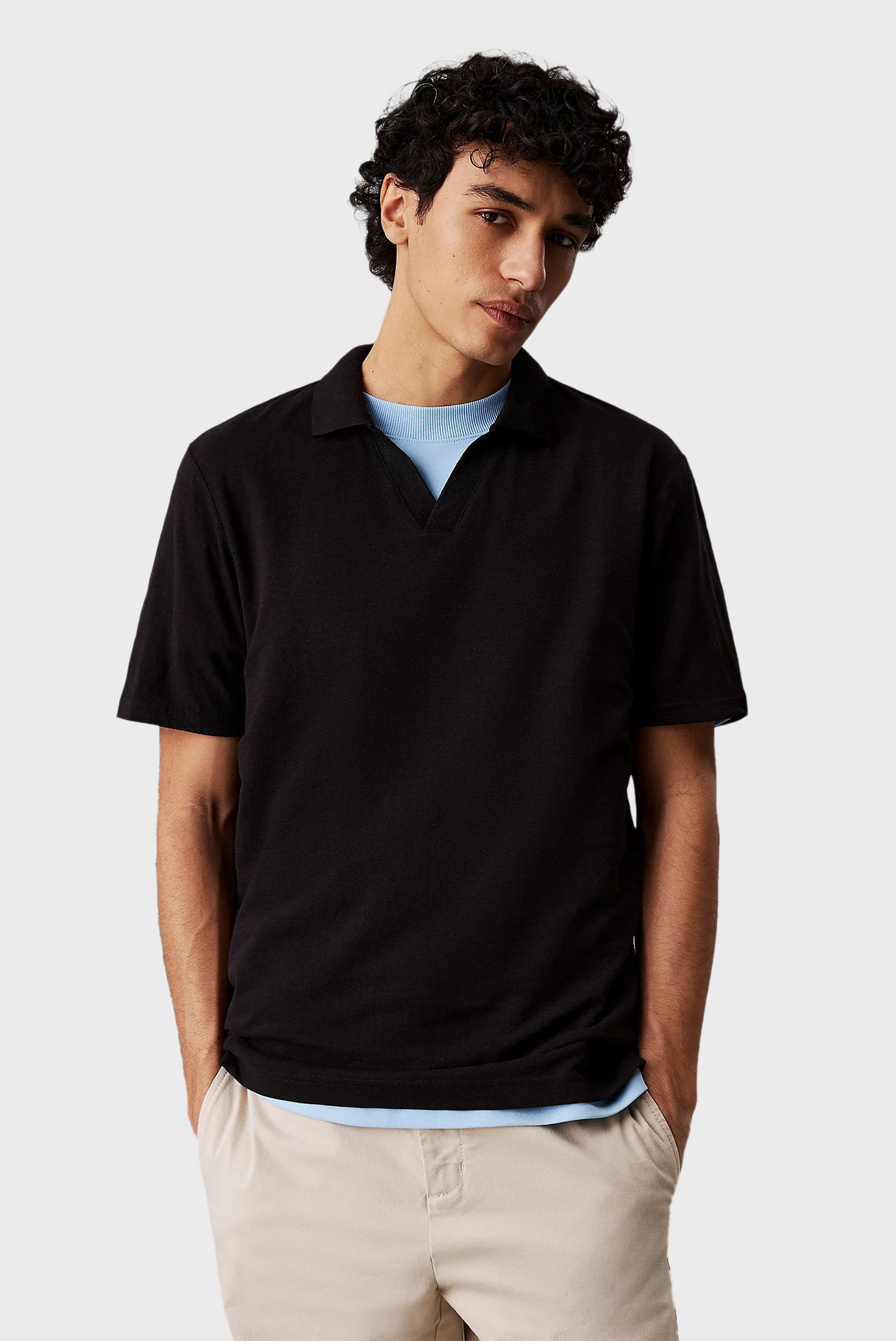 Мужское черное поло CUBAN COLLAR Черный L Calvin Klein K10K114136 Мужское черное поло CUBAN COLLAR Черный L Calvin Klein K10K114136