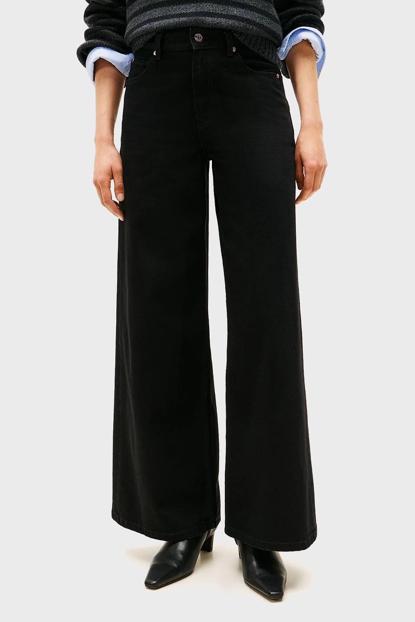 Женские черные джинсы DNM BLACK 70s WIDE LEG Черный 29-32 Tommy Hilfiger WW0WW48254 Женские черные джинсы DNM BLACK 70s WIDE LEG Черный 29-32 Tommy Hilfiger WW0WW48254
