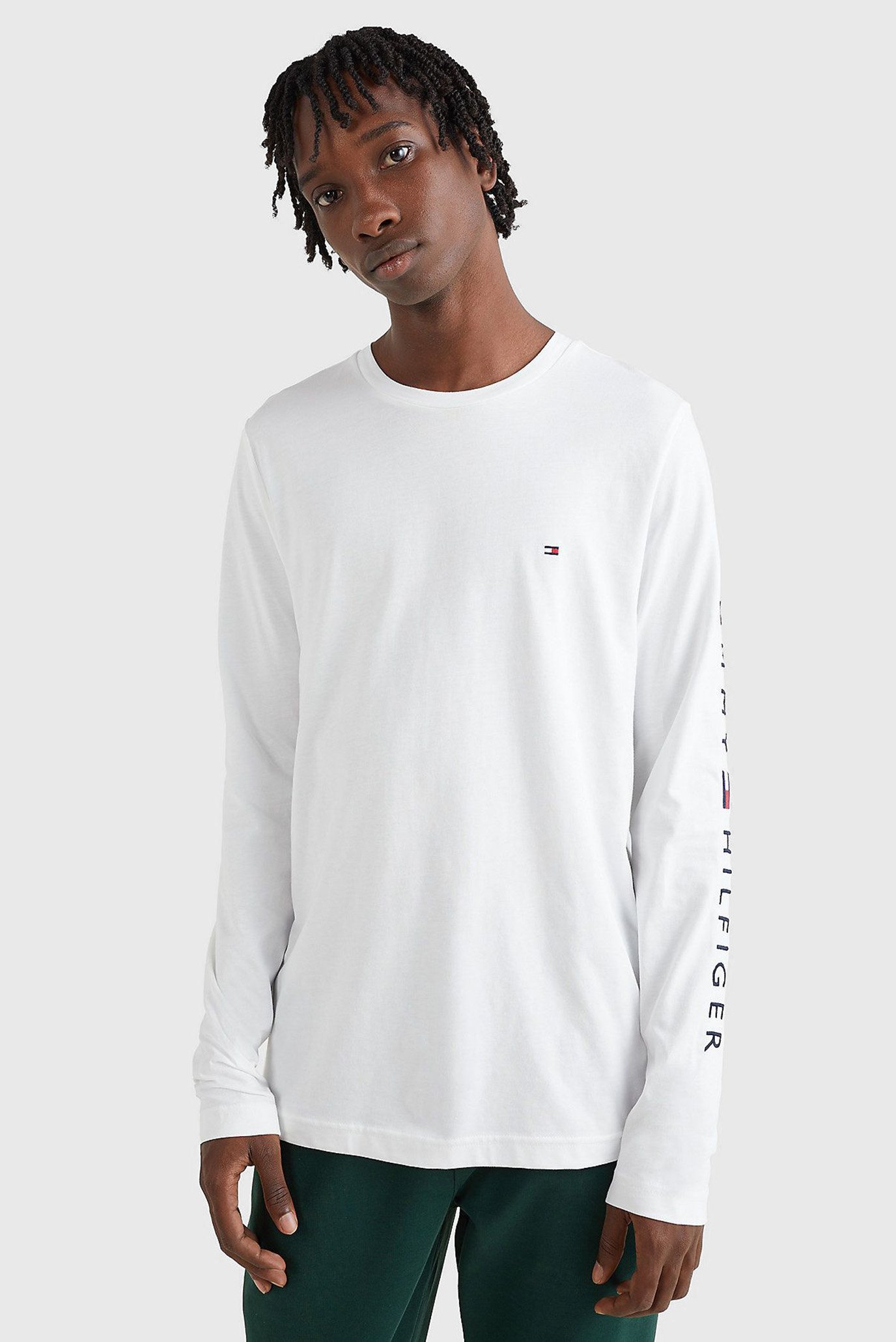 Чоловічий білий лонгслів TOMMY LOGO LONG SLEEVE TEE 1