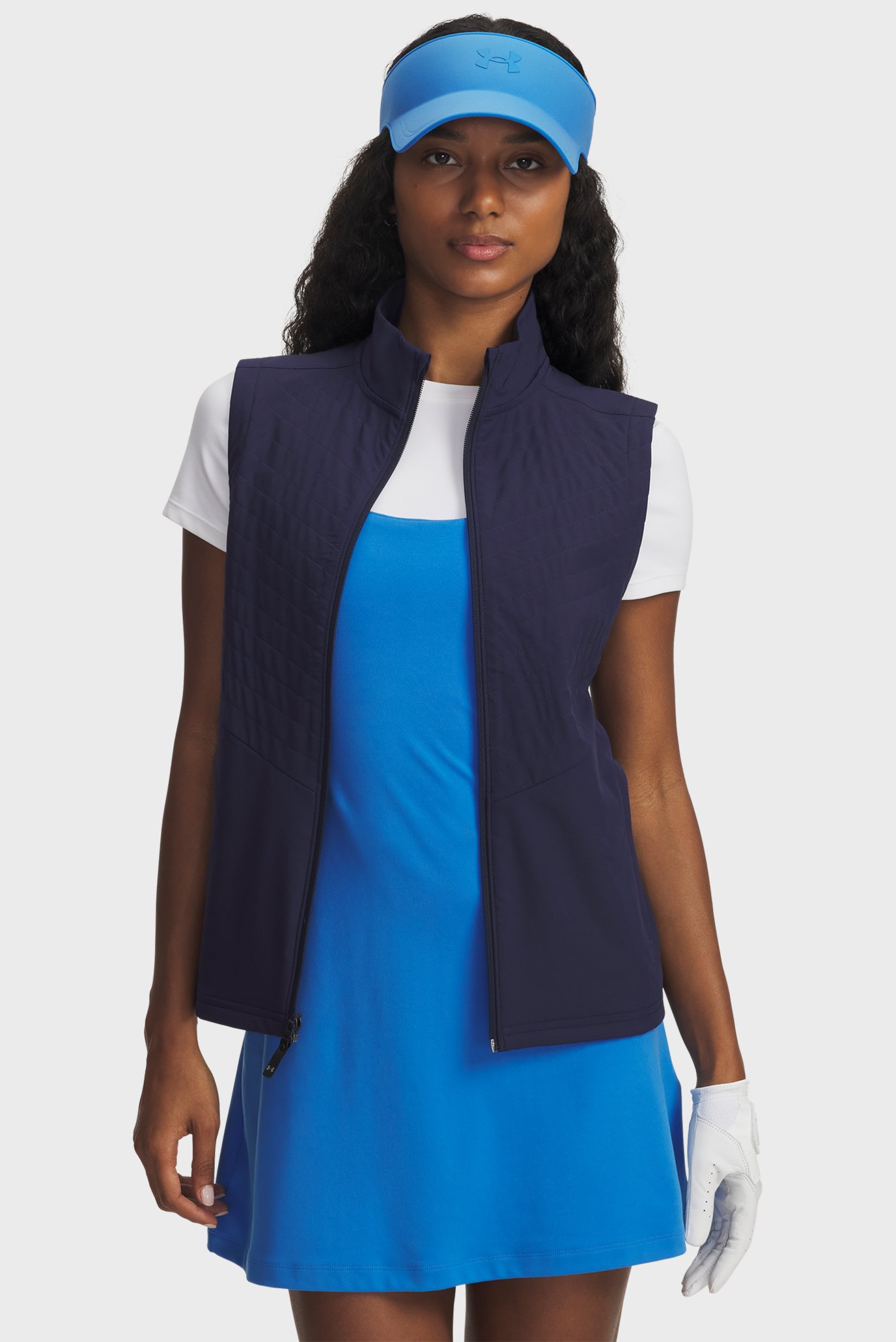 Женский темно-синий жилет UA W Drive Pro Vest Синий S Under Armour 6005659-410 Женский темно-синий жилет UA W Drive Pro Vest Синий S Under Armour 6005659-410