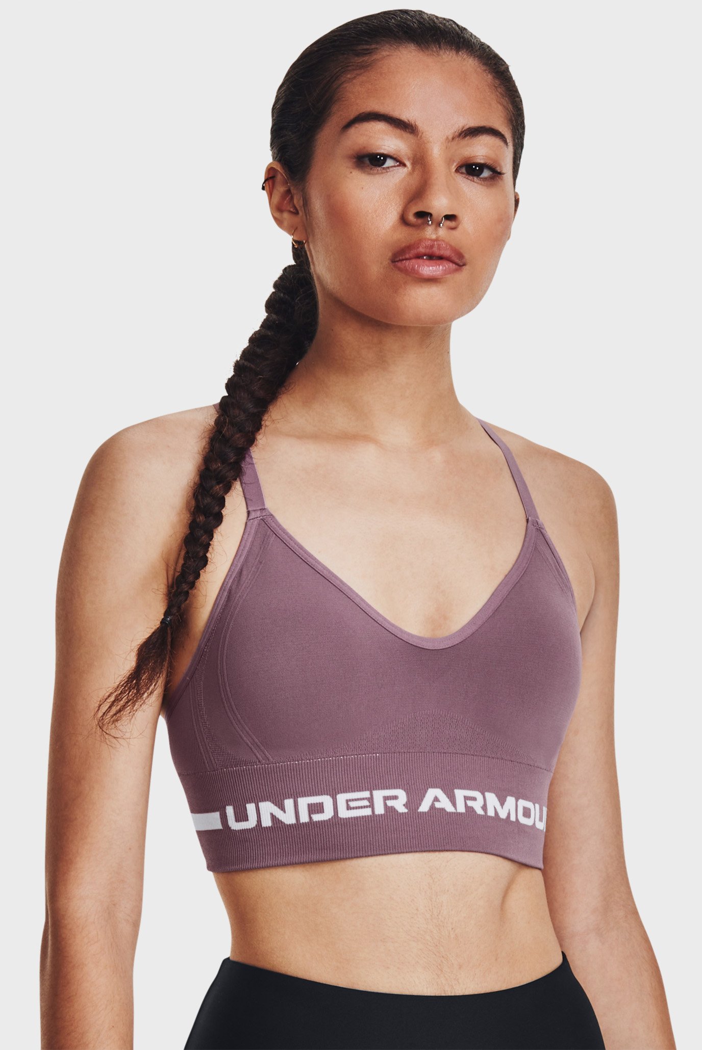Жіночий фіолетовий спортивний топ UA Seamless Low Long Bra 1