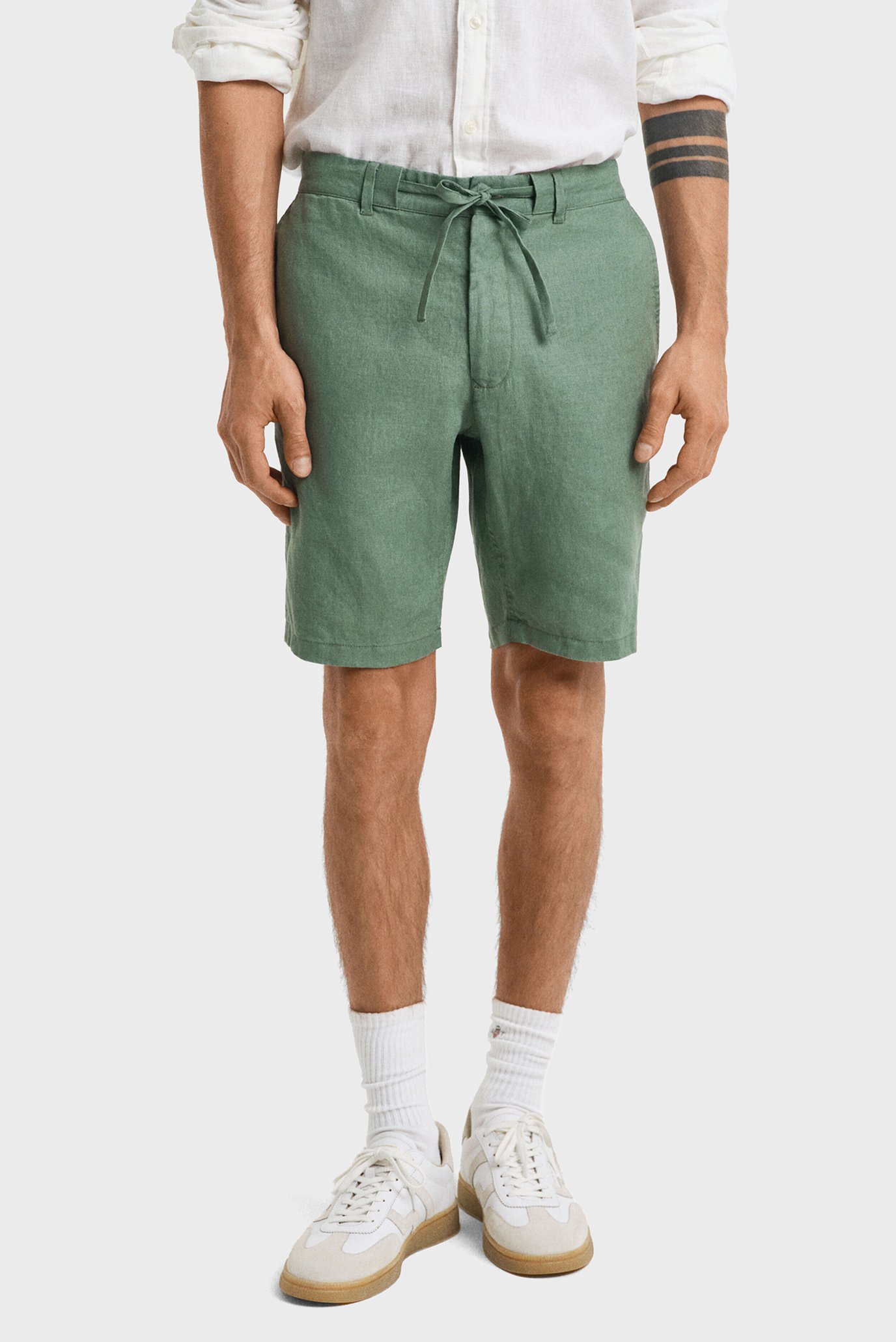 Мужские зеленые льняные шорты RELAXED LINEN DS SHORTS Зеленый L Gant 205073 Мужские зеленые льняные шорты RELAXED LINEN DS SHORTS Зеленый L Gant 205073